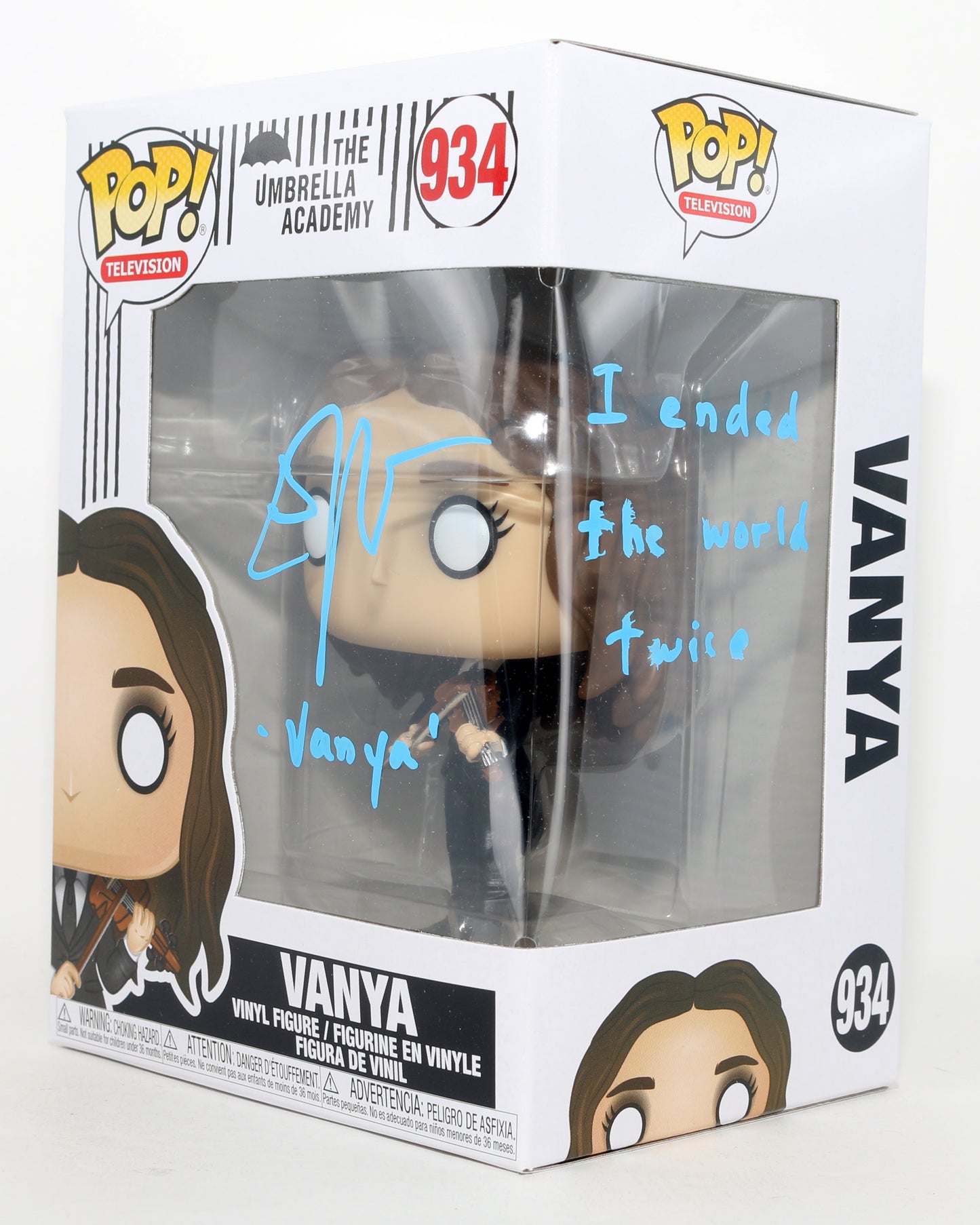 
                  
                    Elliot Page as Vanya with Violin in The Umbrella Academy Signed Funko POP! #934 with Character Name & Quote
                  
                
