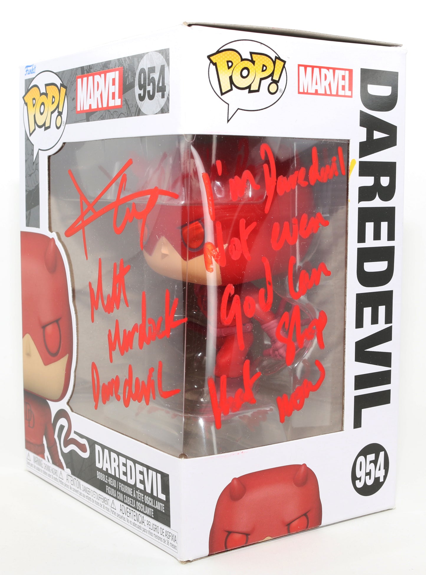 
                  
                    Charlie Cox as Daredevil in Daredevil Signed Funko POP! #954 with Character Name & Quote
                  
                