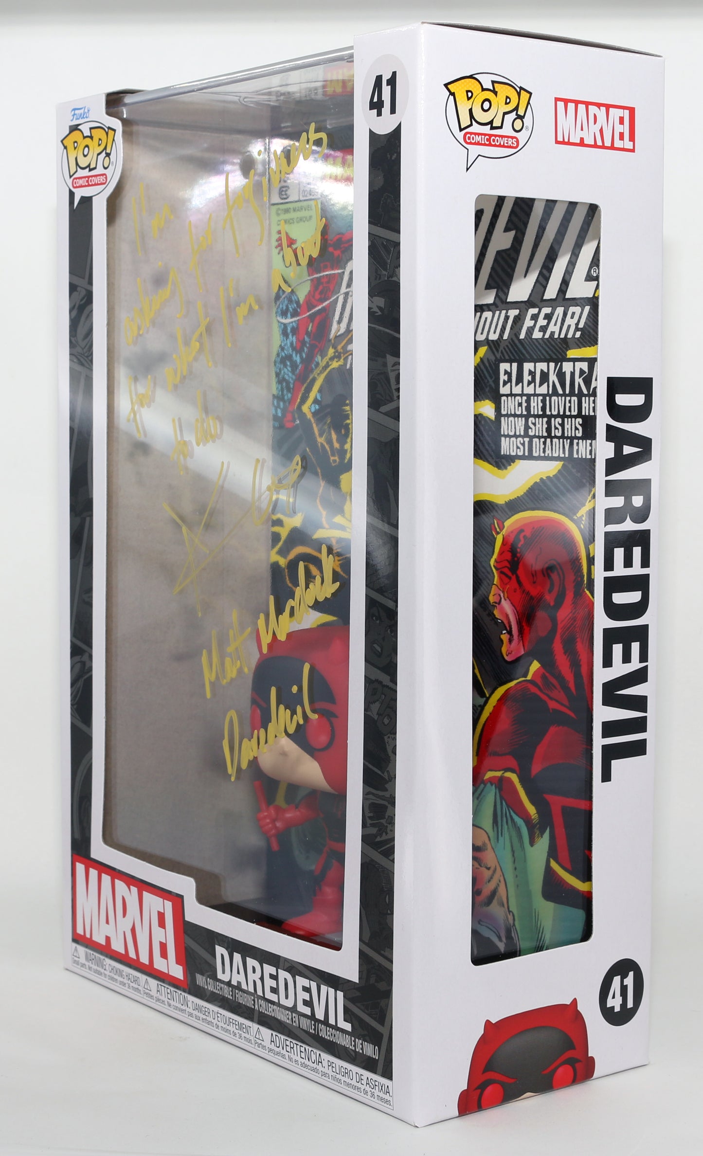 
                  
                    Charlie Cox as Matt Murdock / Daredevil in Daredevil Comic Cover Signed Funko POP! #41 with Character Names & Quote
                  
                