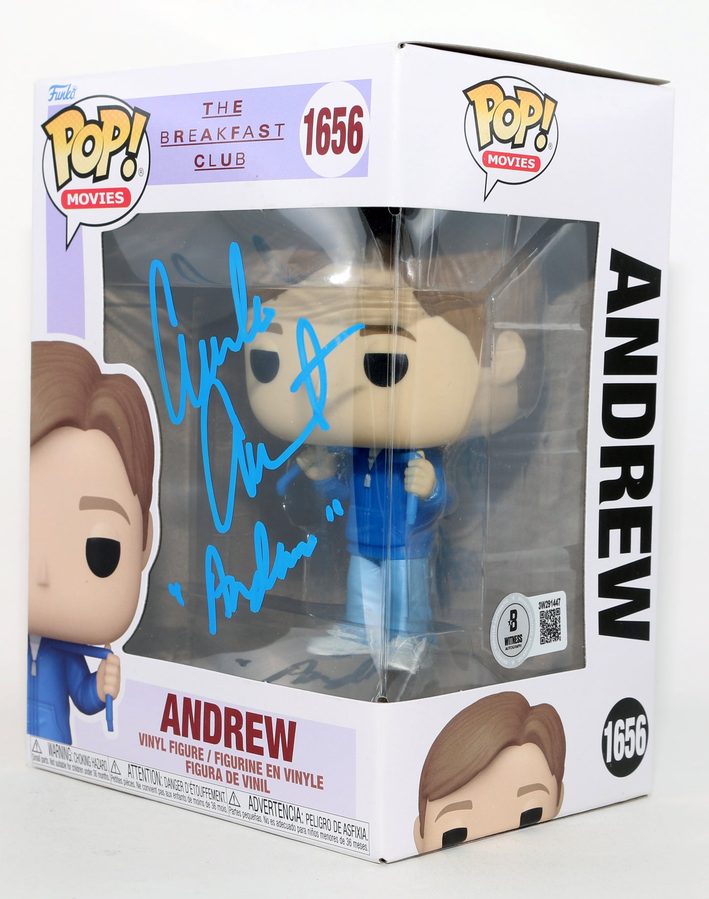 
                  
                    Emilio Estevez as Andrew Clark in The Breakfast Club (Beckett Witnessed) Signed Funko POP! #1656 with Character Name
                  
                