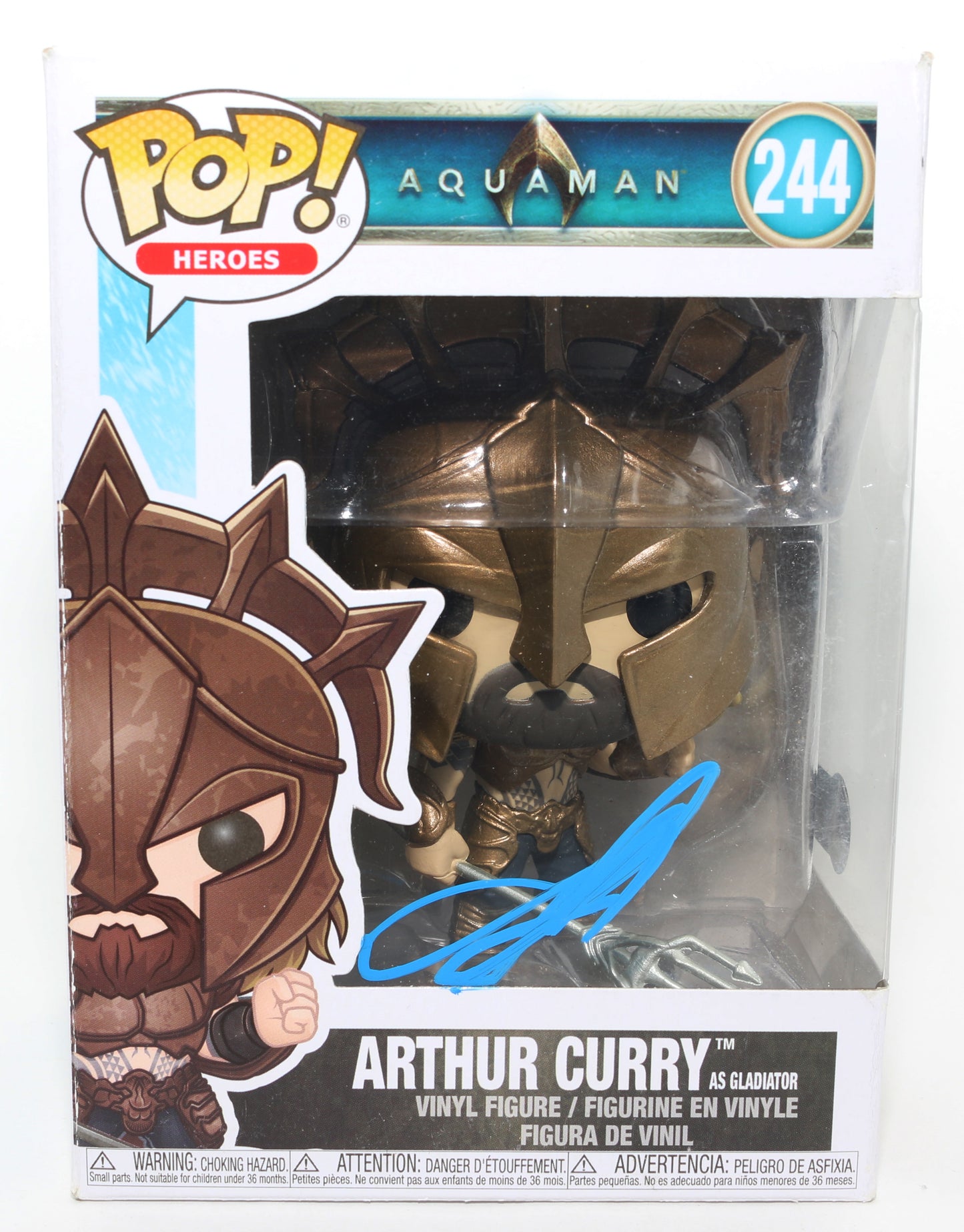 
                  
                    Jason Momoa as Gladiator Arthur Curry in Aquaman (Beckett) Signed Funko POP! #244
                  
                