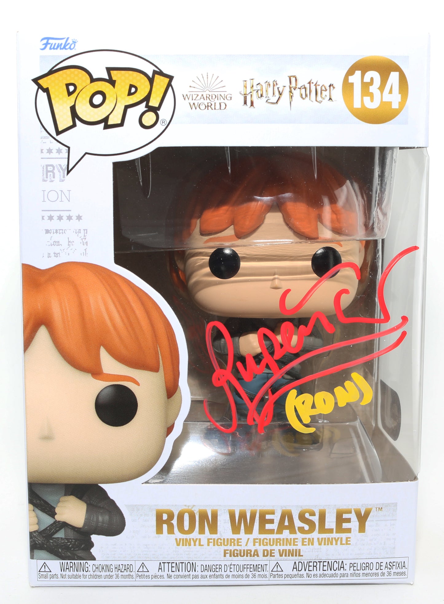 
                  
                    Rupert Grint as Ron Weasley in Harry Potter (SWAU) Signed Funko POP! #134 with Character Name
                  
                