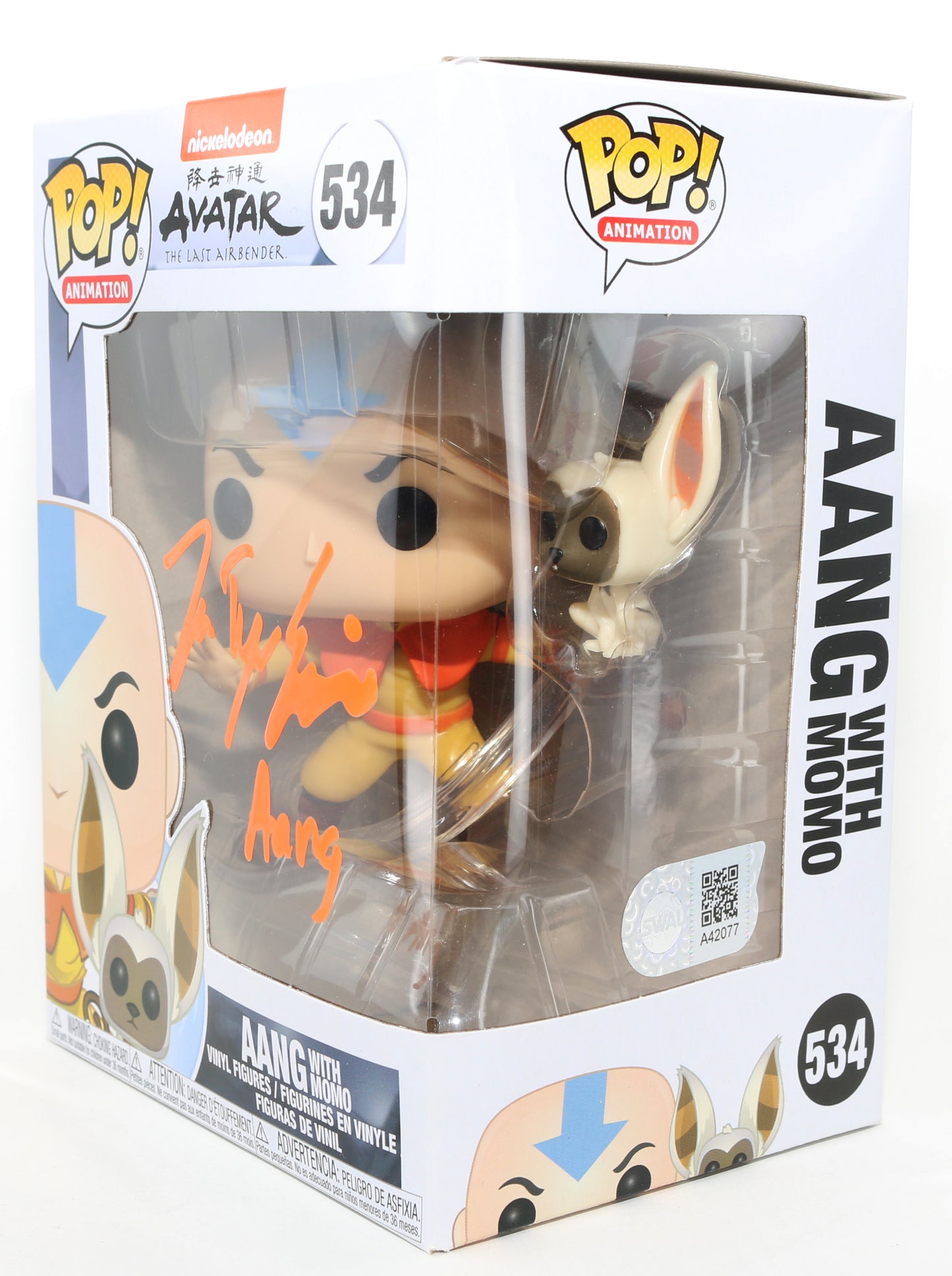 
                  
                    Zach Tyler Eisen as Aang in Avatar: The Last Airbender (SWAU) Signed Funko POP! #534 with Character Name
                  
                