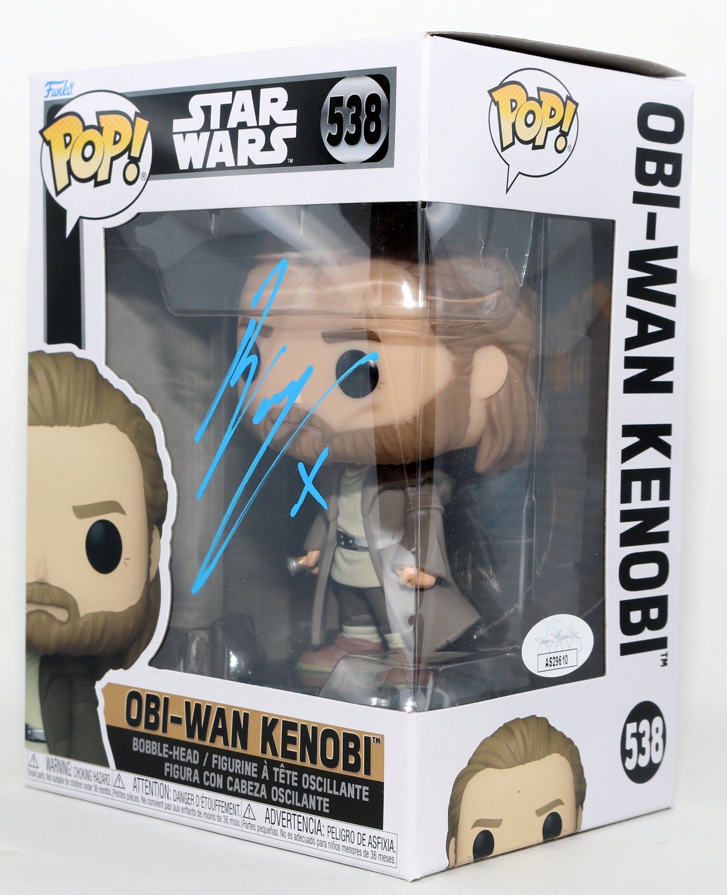 
                  
                    Ewan McGregor as Obi-Wan Kenobi in Star Wars: Obi-Wan Kenobi (JSA) Signed Funko POP! #538
                  
                