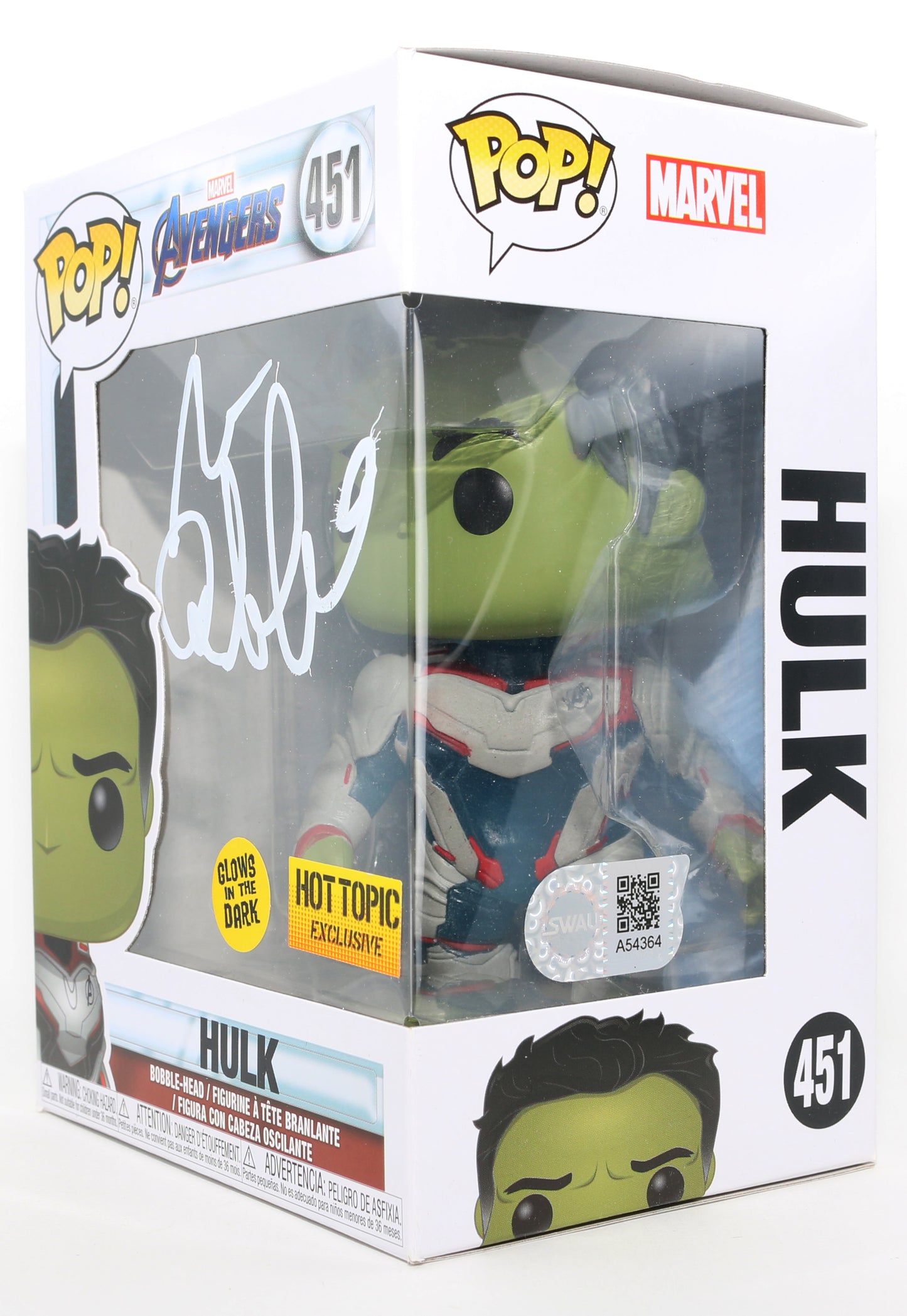 
                  
                    Mark Ruffalo as Hulk in Avengers: Endgame GITD Hot Topic Exclusive (SWAU) Signed Funko POP! #451
                  
                