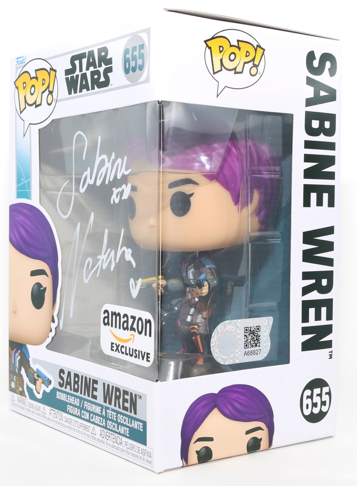 
                  
                    Natasha Liu Bordizzo as Sabine Wren in Star Wars: Ahsoka Amazon Exclusive (SWAU) Signed Funko POP! #655 with Character Name
                  
                