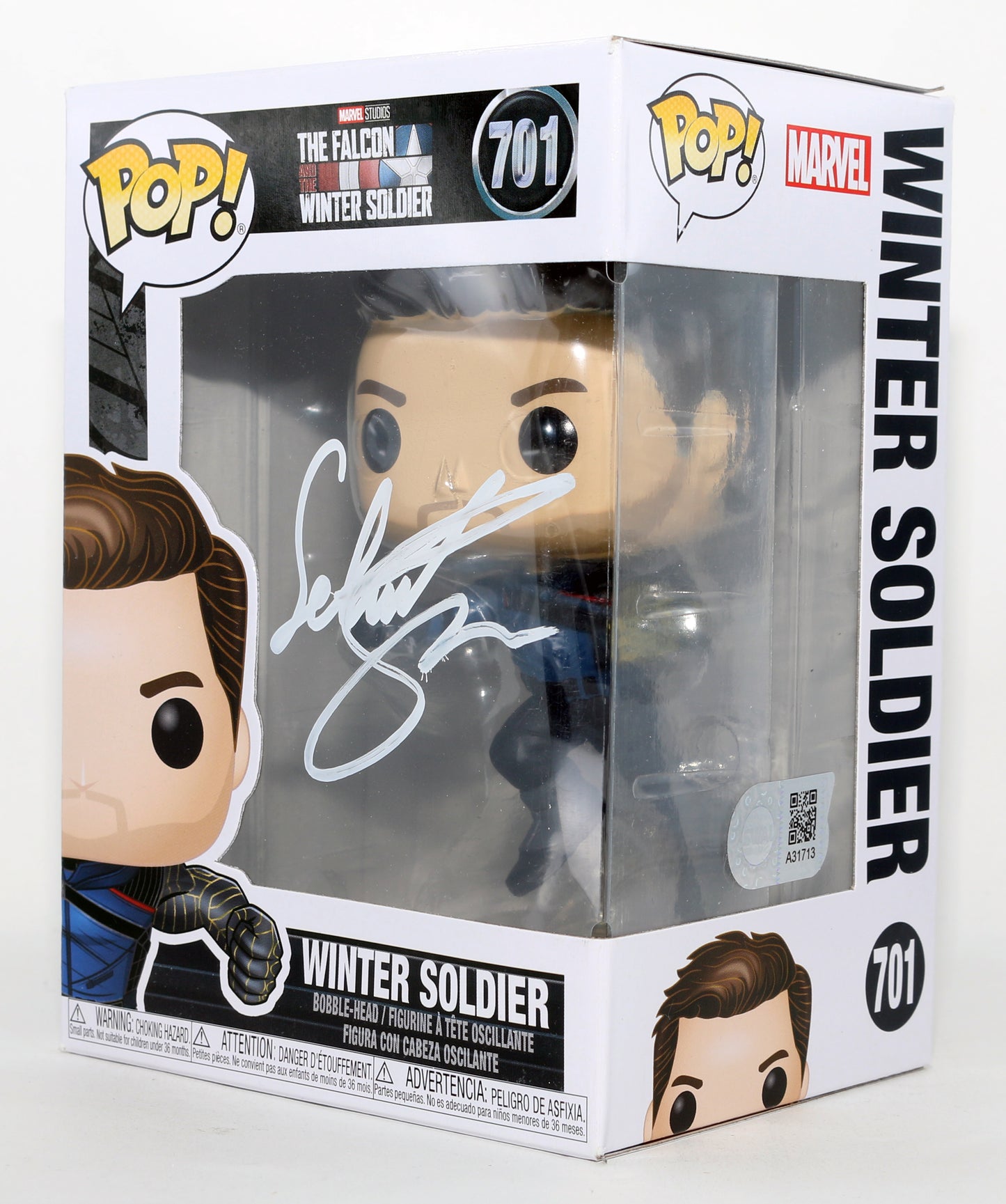 
                  
                    Sebastian Stan as Winter Soldier in The Falcon & the Winter Soldier (SWAU) Signed Funko POP! #701
                  
                