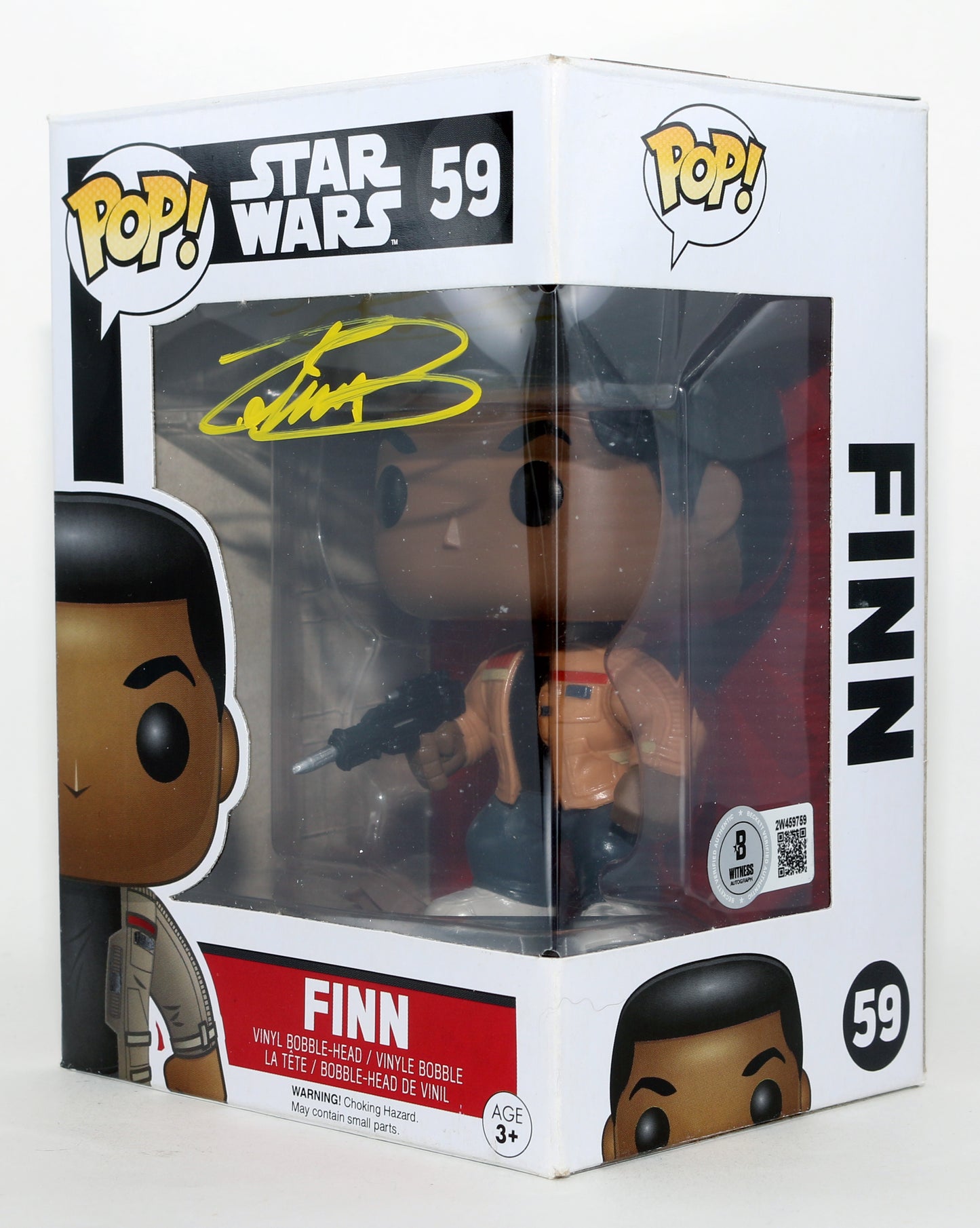 
                  
                    John Boyega as Finn in Star Wars: The Force Awakens (Beckett Witnessed) Signed Funko POP! #59
                  
                