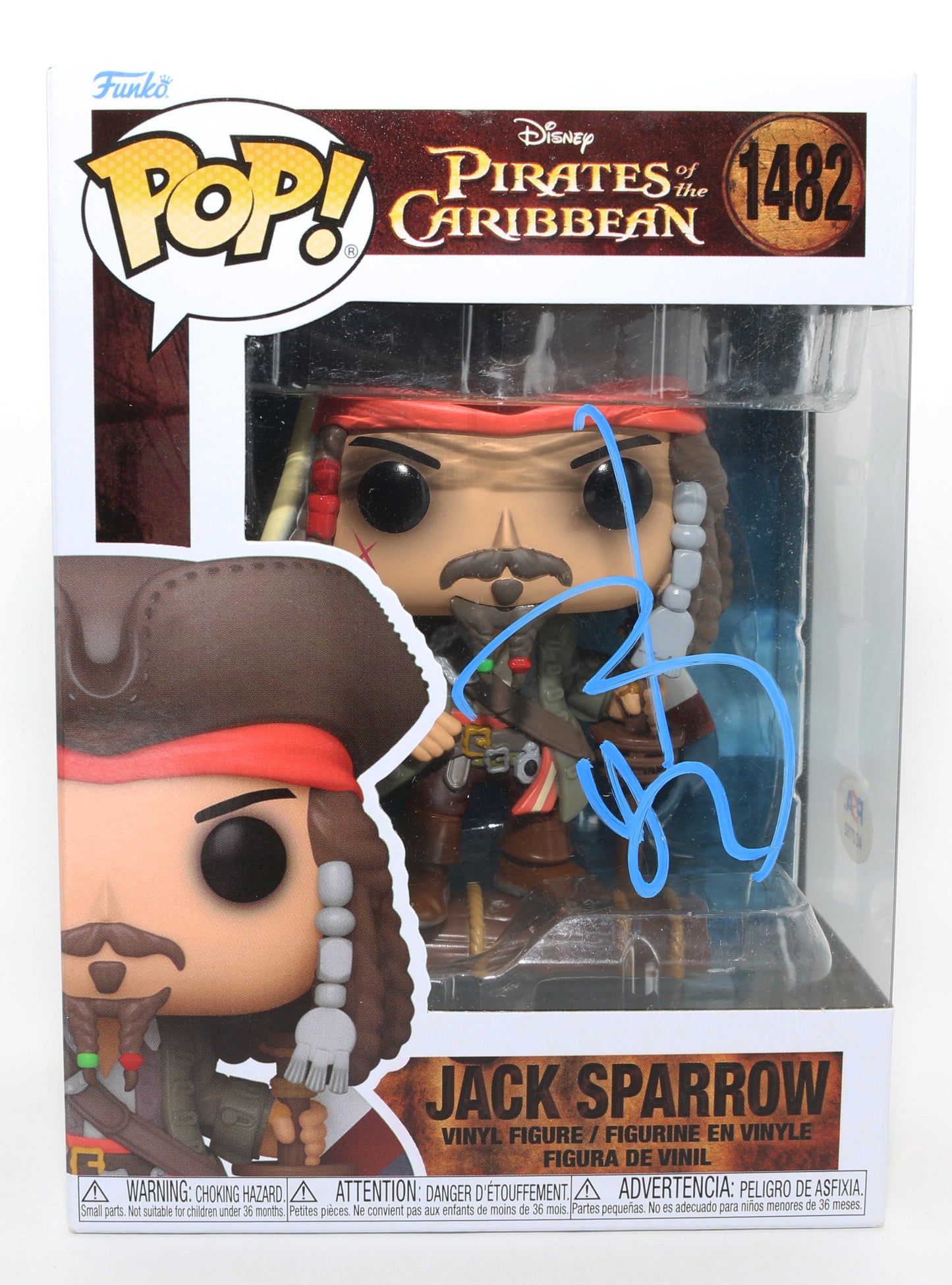 
                  
                    Johnny Depp as Captain Jack Sparrow in Pirates of the Caribbean (PSA) Signed Funko POP! #1482
                  
                