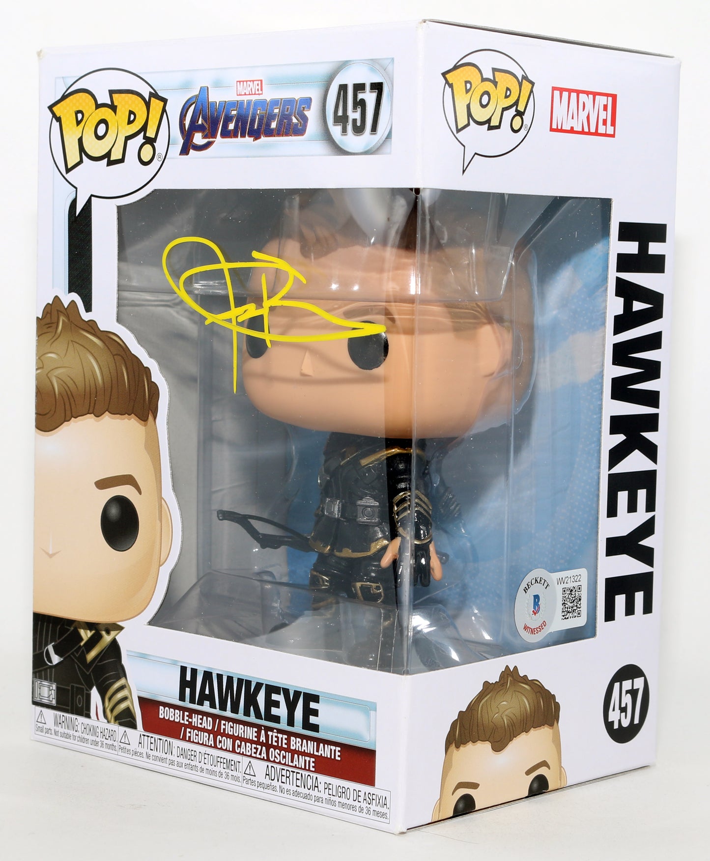 
                  
                    Jeremy Renner as Hawkeye in Avengers: Endgame (Beckett Witnessed) Signed Funko POP! #457
                  
                