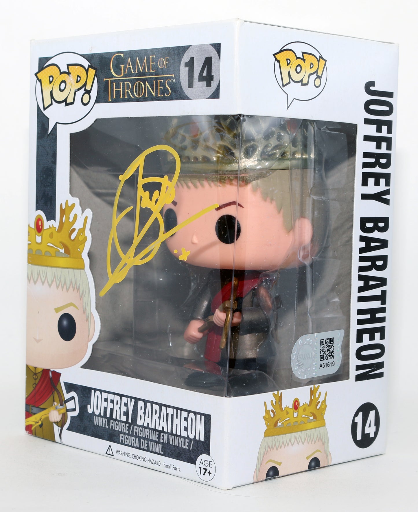 
                  
                    Jack Gleeson as Joffrey Baratheon in Game of Thrones (SWAU) Signed Funko POP! #14
                  
                