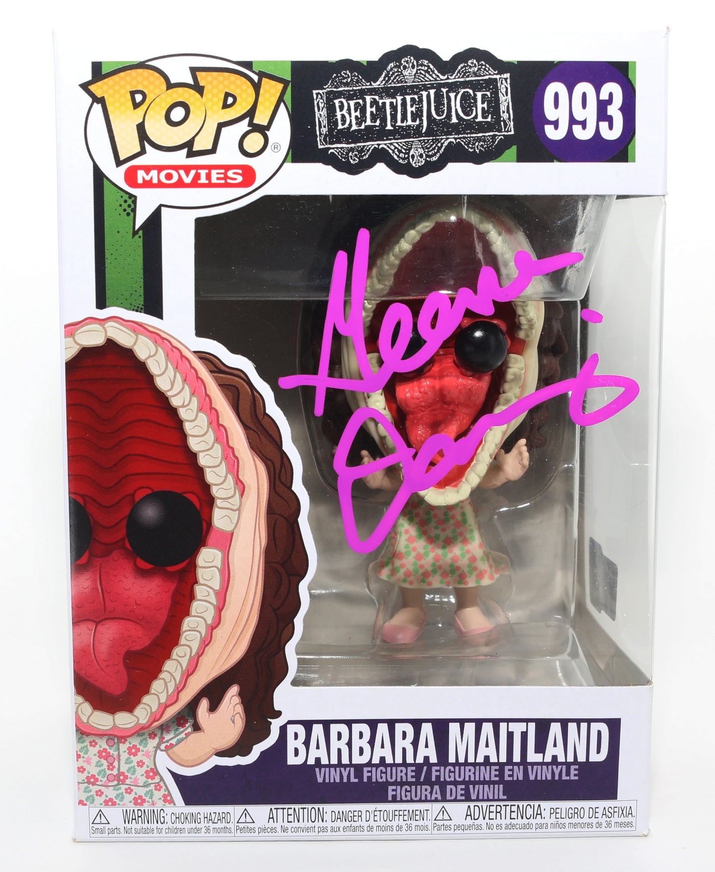 
                  
                    Geena Davis as Barbara Maitland in Tim Burton's Beetlejuice ( OC Celebrity Marketing) Signed Funko POP! #993
                  
                