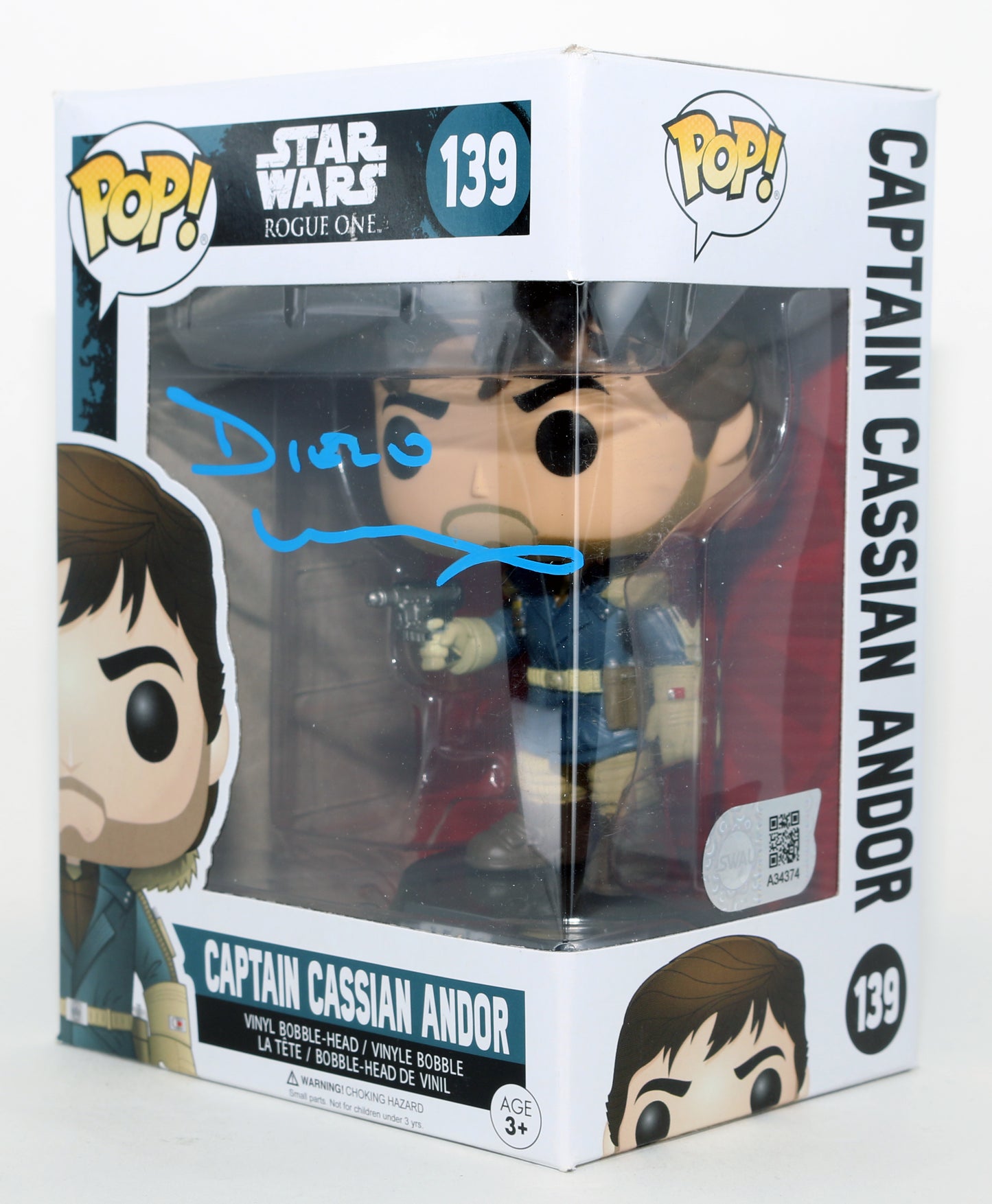 
                  
                    Diego Luna as Captain Cassian Andor in Rogue One: A Star Wars Story (SWAU) Signed Funko POP! #139
                  
                