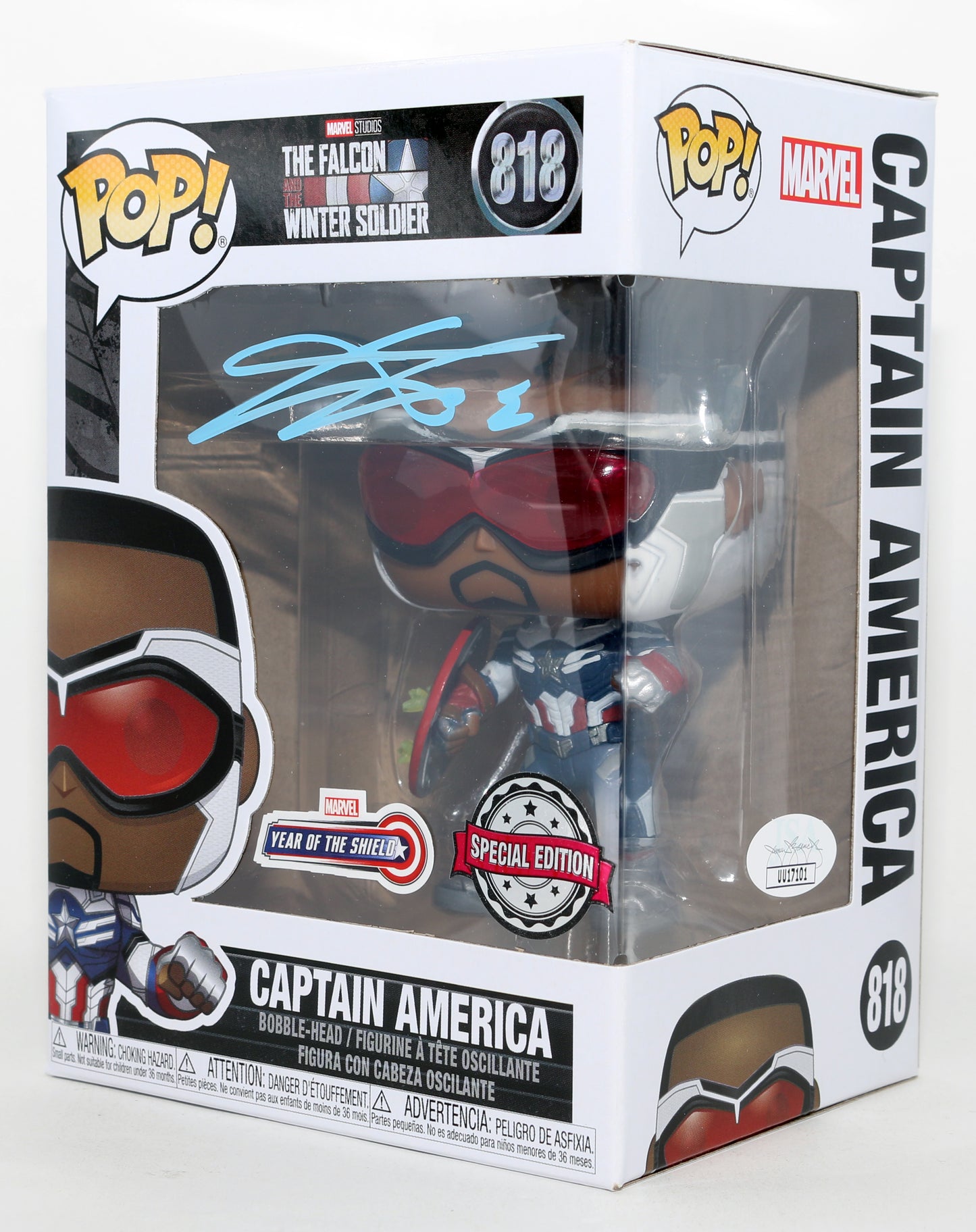 
                  
                    Anthony Mackie as Captain America in Falcon & the Winter Soldier Year of the Shield Special Edition (JSA) Signed Funko POP! #818
                  
                