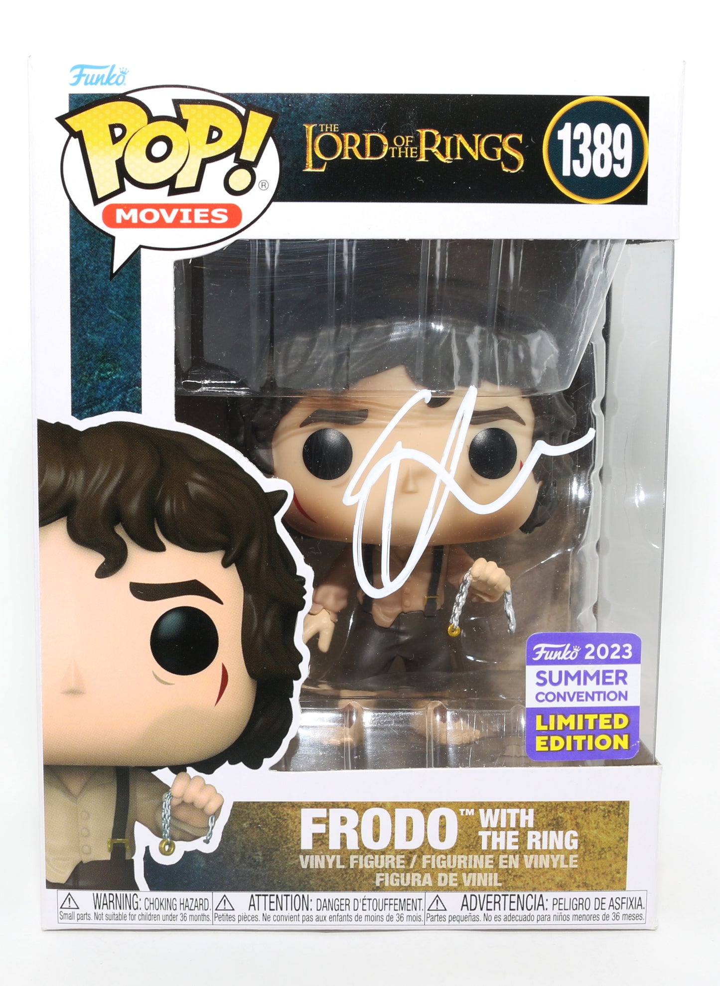 
                  
                    Elijah Wood as Frodo Baggins [With the Ring] in The Lord of the Rings: The Return of the King 2023 Summer Convention Limited Edition Signed Funko POP! #1389
                  
                