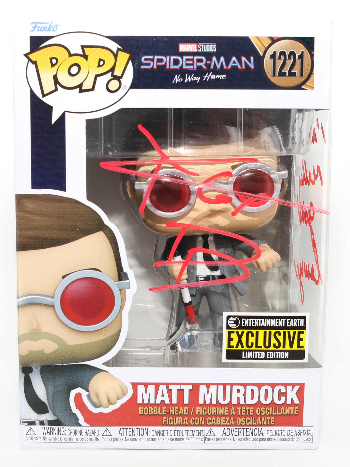 
                  
                    Charlie Cox as Matt Murdock in Spider-Man: No Way Home  Entertainment Earth Exclusive (JSA) Signed Funko POP! #1221 with Character Name & Quote
                  
                