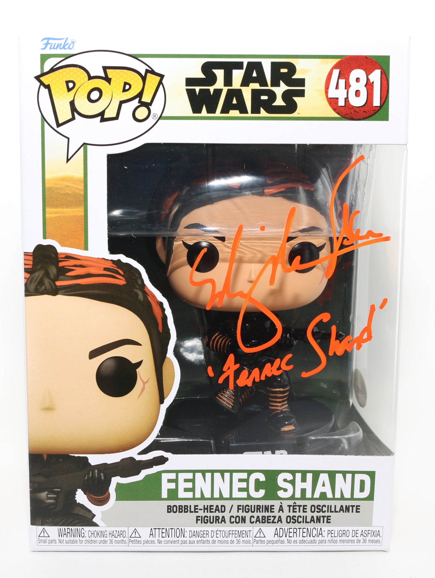 
                  
                    Ming-Na Wen as Fennec Shand in Star Wars: The Mandalorian (JSA) Signed Funko POP! #481 with Character Name
                  
                