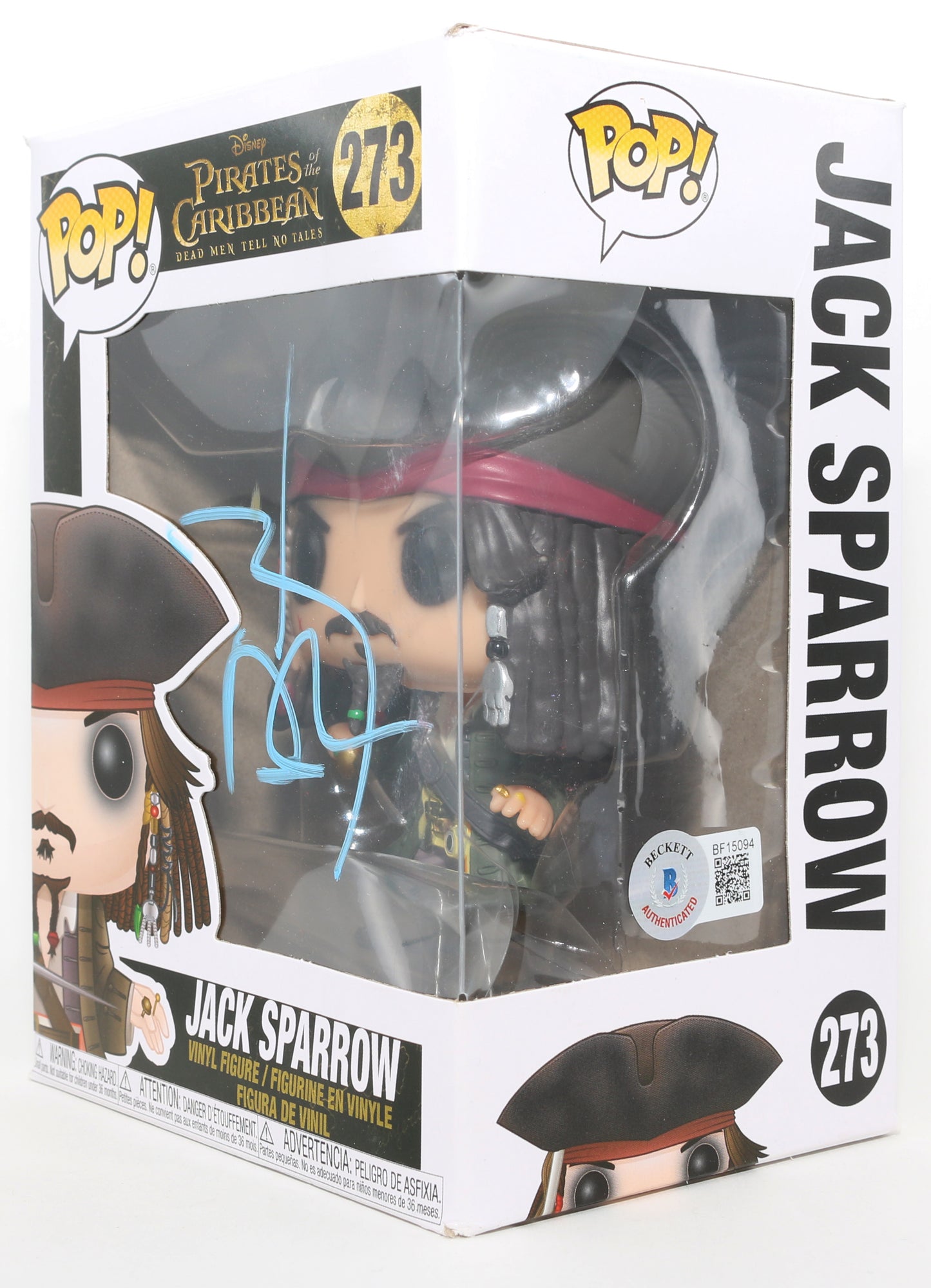
                  
                    Johnny Depp as Captain Jack Sparrow in Pirates of the Caribbean: Dead Men Tell No Tales (Beckett) Signed Funko POP! #273
                  
                