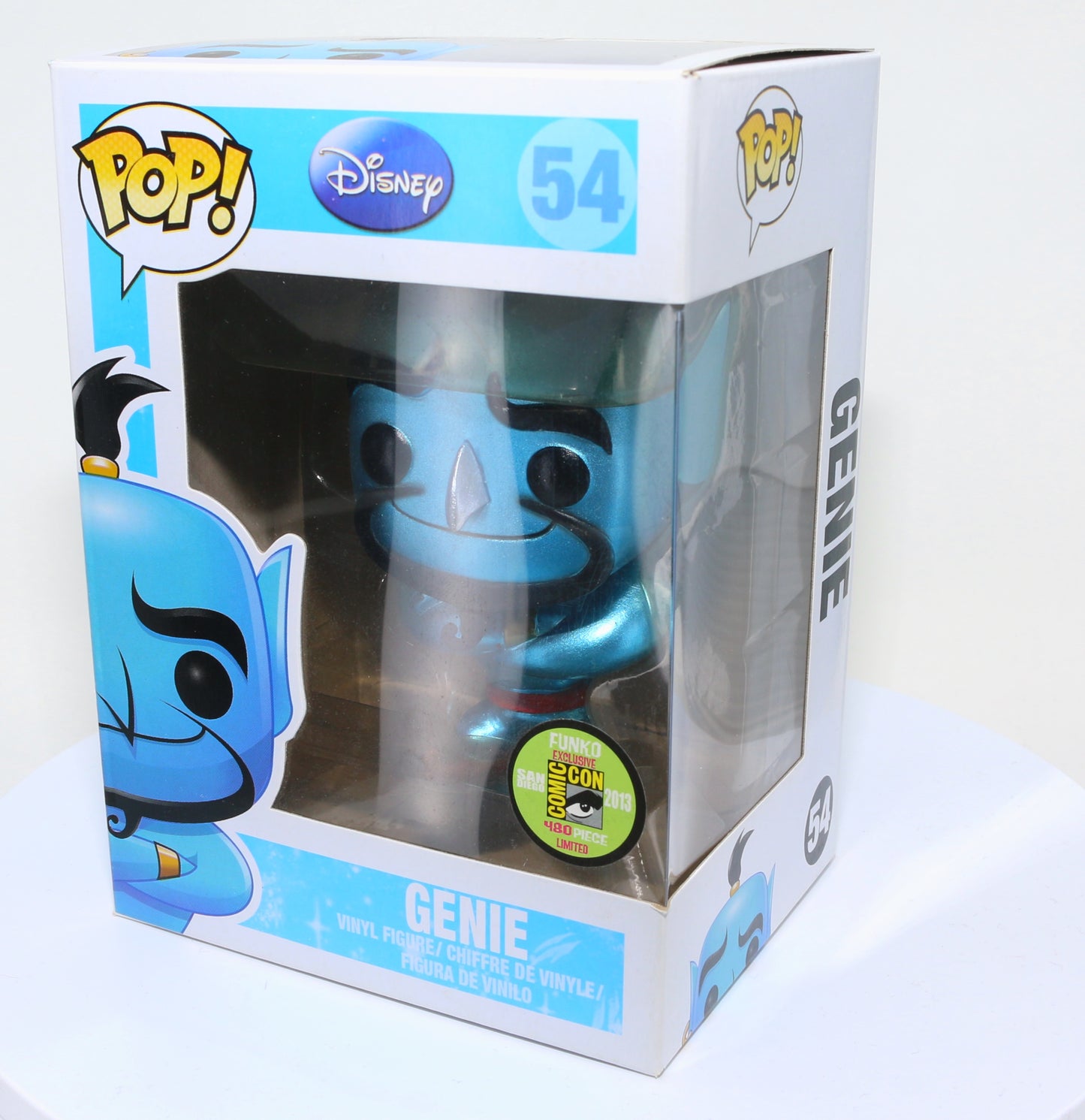 
                  
                    Genie from Disney's Aladdin 2013 San Diego Comic Con Exclusive Limited to 480 Pieces Metallic Funko POP! #54 - Grail
                  
                
