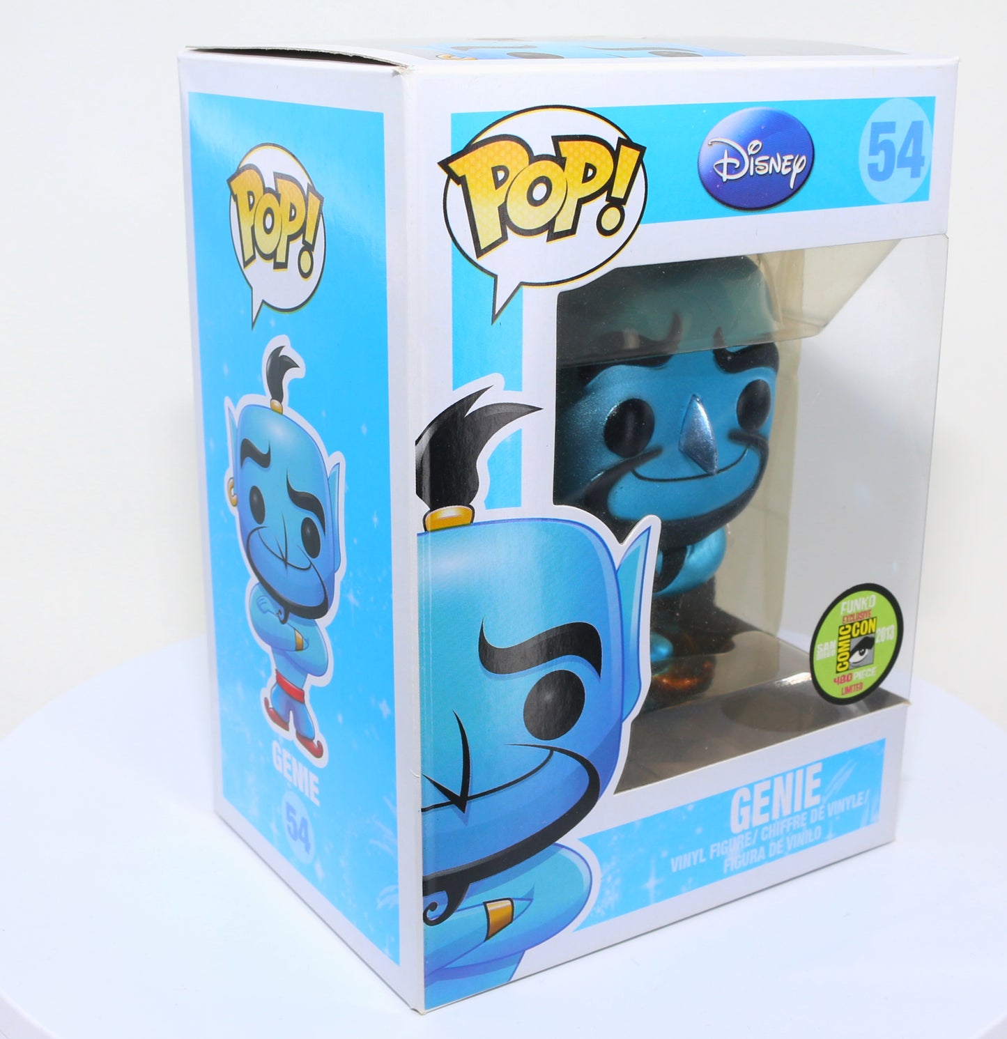 
                  
                    Genie from Disney's Aladdin 2013 San Diego Comic Con Exclusive Limited to 480 Pieces Metallic Funko POP! #54 - Grail
                  
                