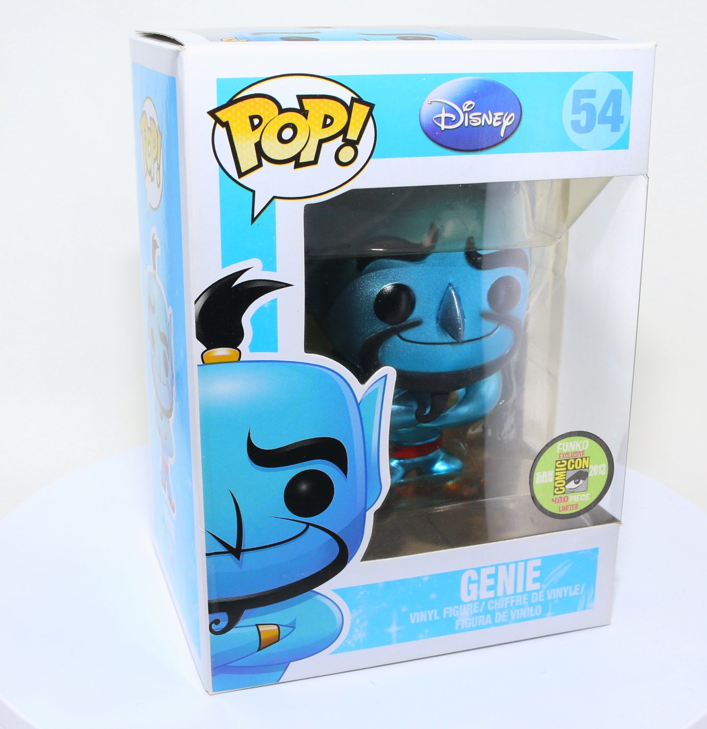 
                  
                    Genie from Disney's Aladdin 2013 San Diego Comic Con Exclusive Limited to 480 Pieces Metallic Funko POP! #54 - Grail
                  
                