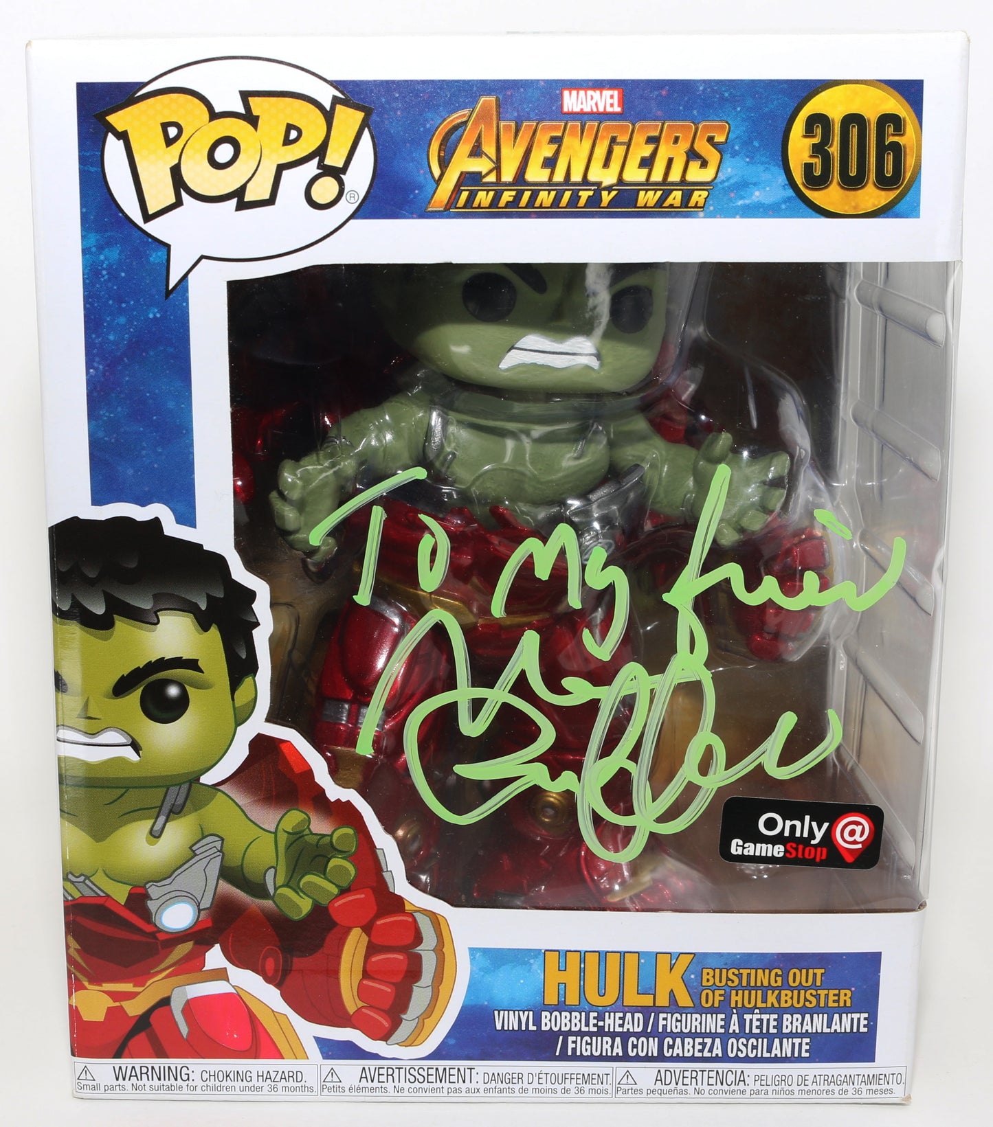 
                  
                    Mark Ruffalo as the Hulk Busting Out of Hulkbuster in Avengers: Infinity War GameStop Exclusive Signed Jumbo Funko POP! #306
                  
                