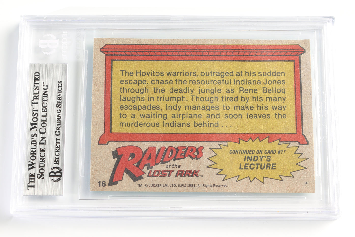 
                  
                    Fred Sorenson as Jock in Indiana Jones & the Raiders of the Lost Ark (Beckett Slabbed) 1981 Signed Topps Trading Card #16
                  
                