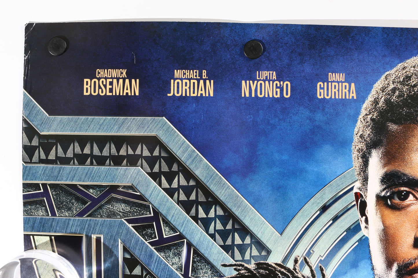 
                  
                    Black Panther 27x40 Poster Cast Signed by Chadwick Boseman, Michael B. Jordan, Lupita Nyong'o, Letitia Wright, Danai Gurira, Martin Freeman, Daniel Kaluuya, Angela Bassett, Forest Whitaker, Winston Duke, Andy Serkis, & Director: Ryan Coogler
                  
                