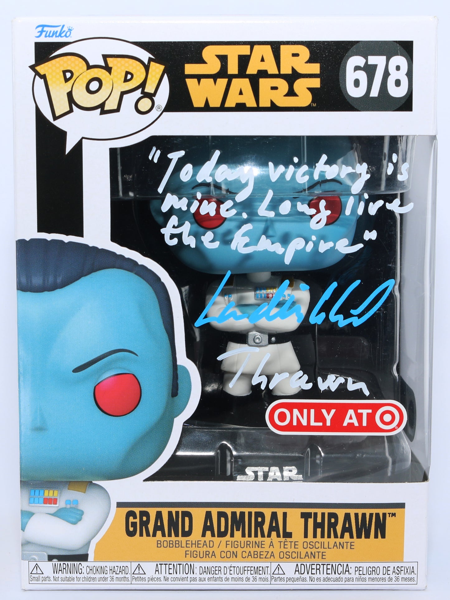 
                  
                    Lars Mikkelsen as Grand Admiral Thrawn in Star Wars: Rebels Target Exclusive (SWAU) Signed Funko POP! #678 with Character Name & Quote
                  
                