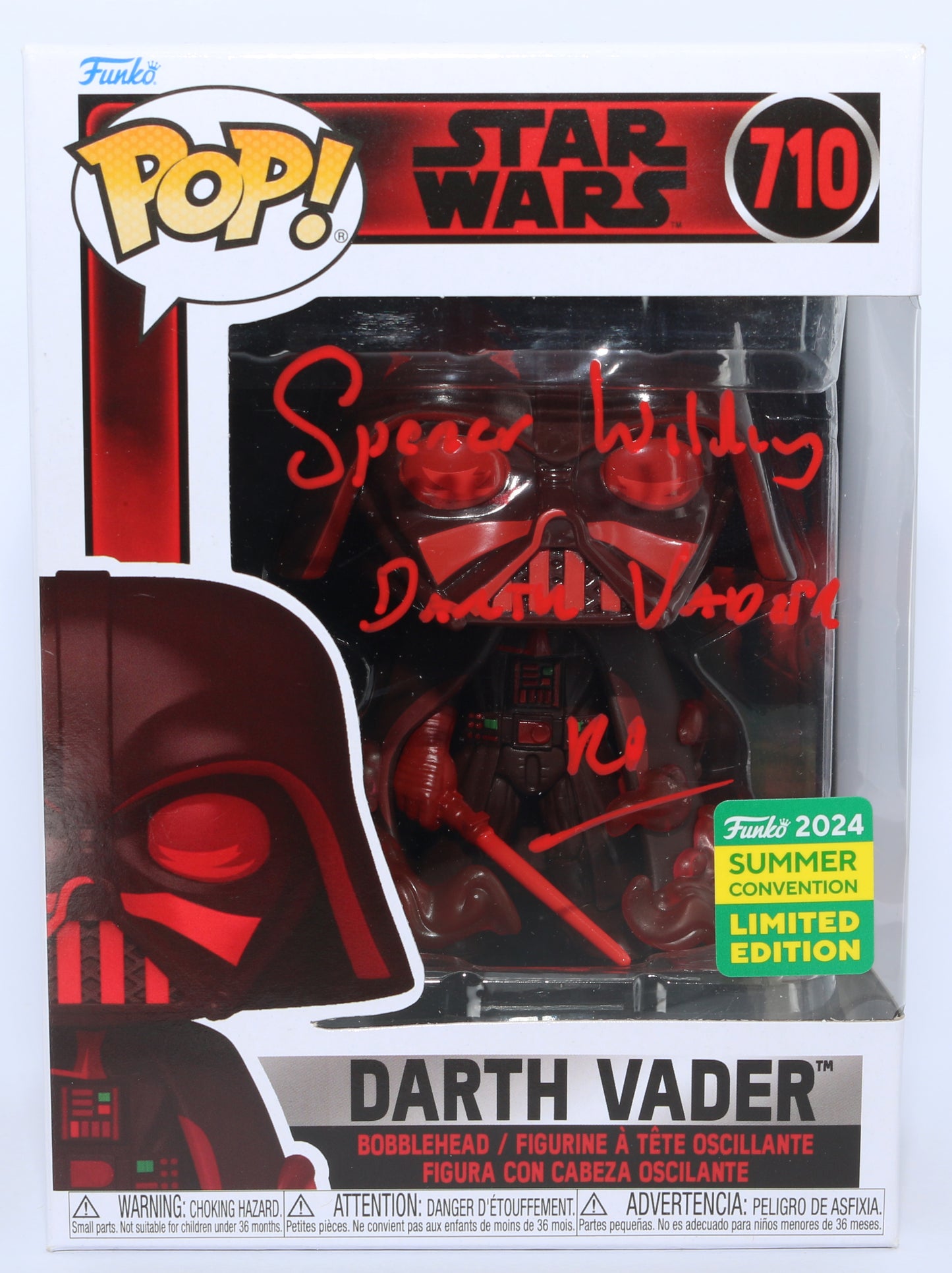 
                  
                    Spencer Wilding as Darth Vader in Star Wars 2024 Summer Convention Limited Edition (JSA) Signed Funko POP! #710 with Character Name
                  
                