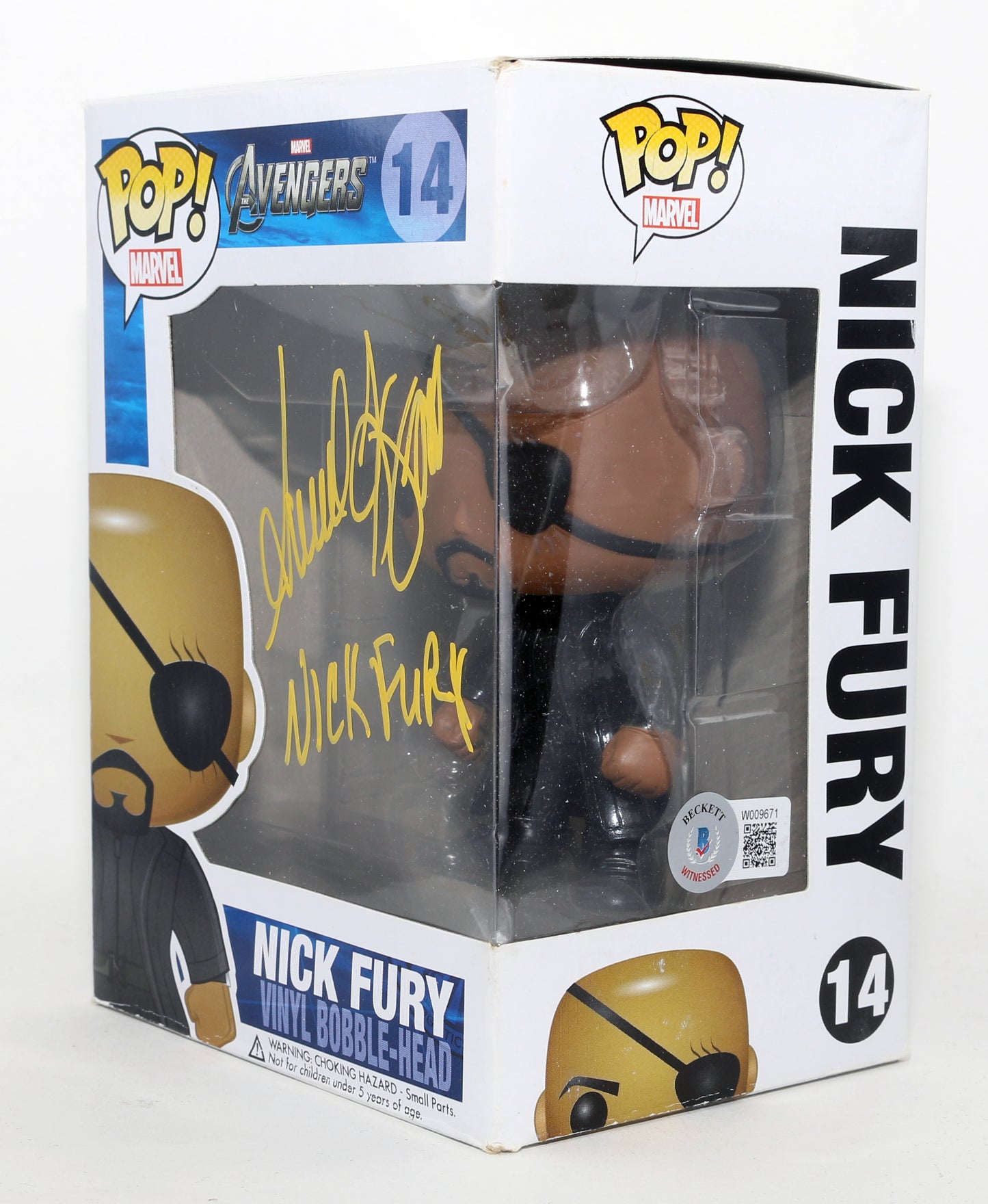 
                  
                    Samuel L. Jackson as Nick Fury in The Avengers (Beckett Witnessed) Signed Funko POP! #14 with Character Name
                  
                