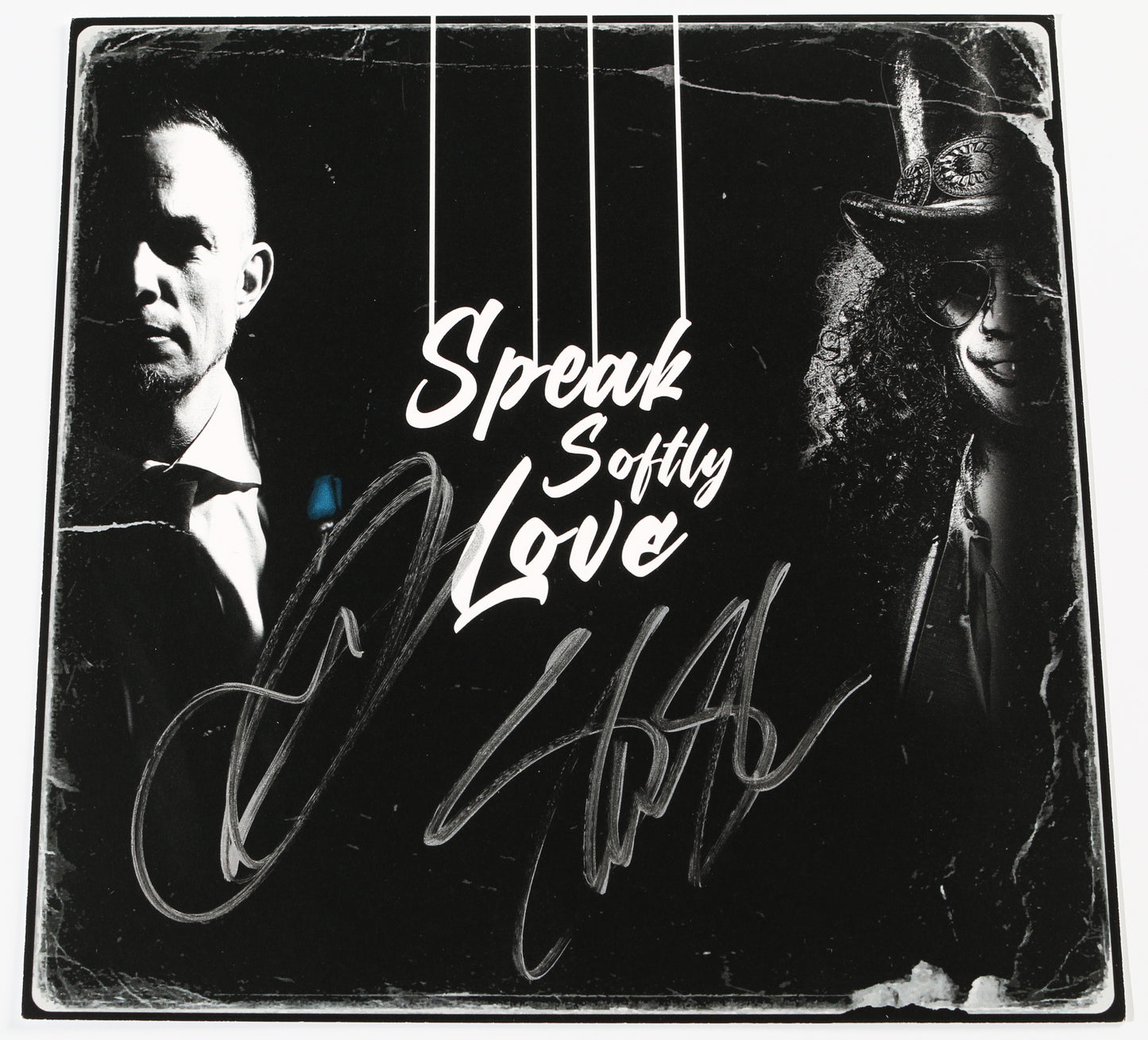 
                  
                    Speak Softly Love Signed 7" 45 Record Sleeve Insert Signed by Mark Tremonti & Slash
                  
                