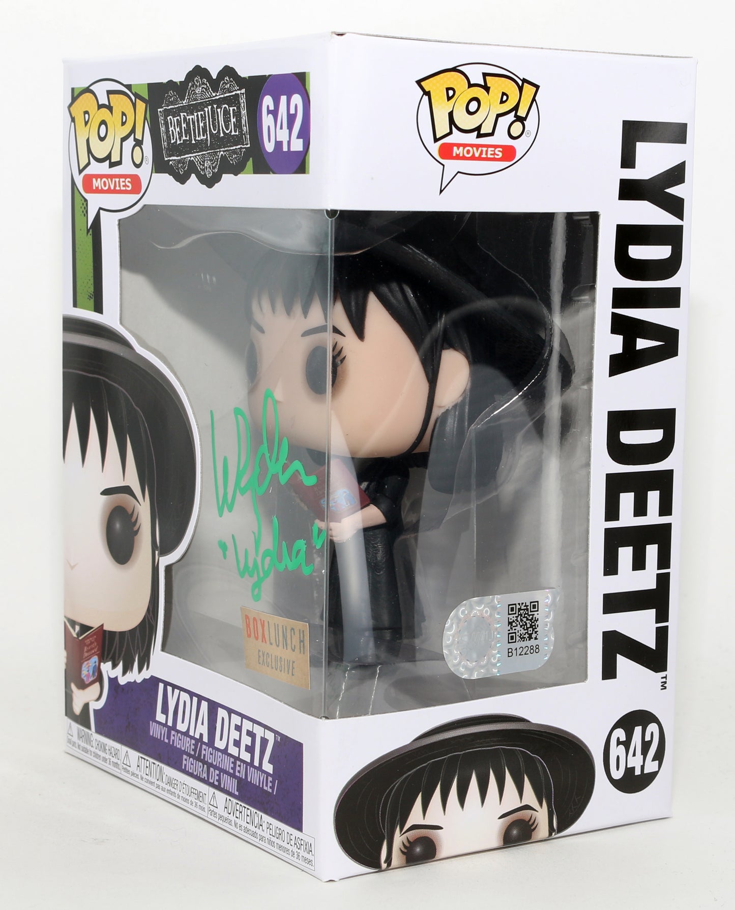 
                  
                    Winona Ryder as Lydia Deetz in Beetlejuice Box Lunch Exclusive (SWAU) Signed Funko POP! #642 with Character Name
                  
                