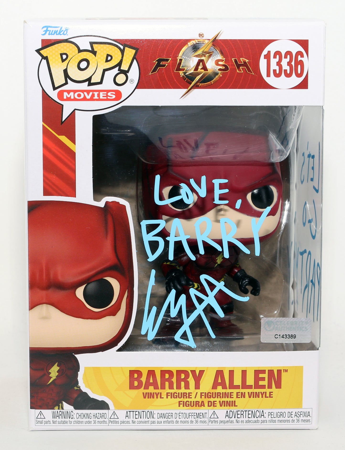 
                  
                    Ezra Miller as Barry Allen in The Flash (Celebrity Authentics) Signed Funko POP! #1336 with Character Name & Quote
                  
                