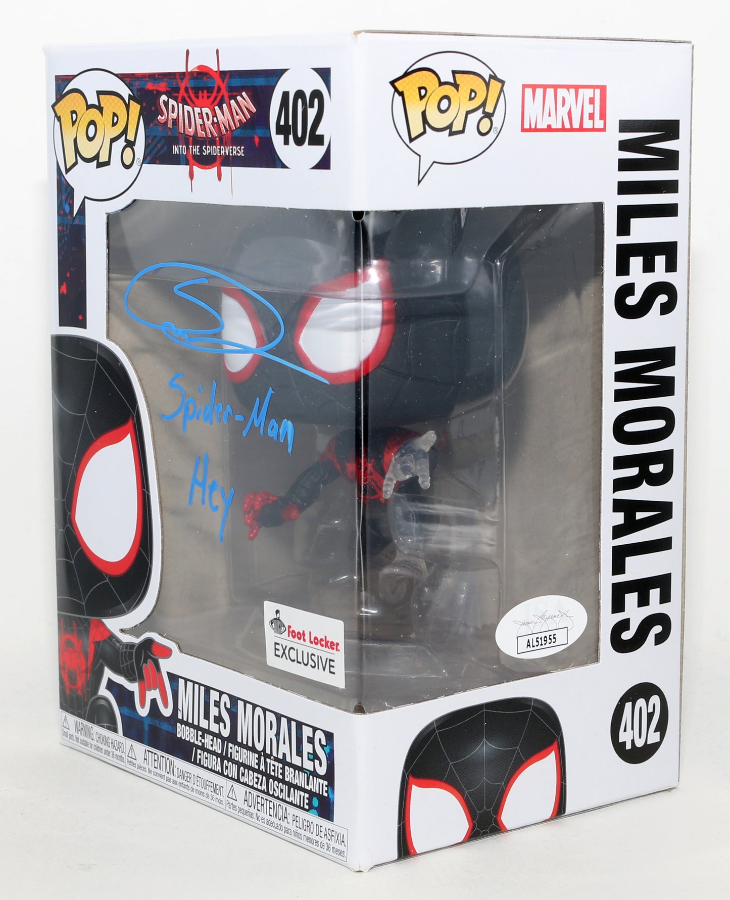
                  
                    Shameik Moore as Miles Morales / Spider-Man in Spider-Man: Into the Spider-Verse Foot Locker Exclusive (JSA) Signed Funko POP! #402 with Character Name & Quote
                  
                