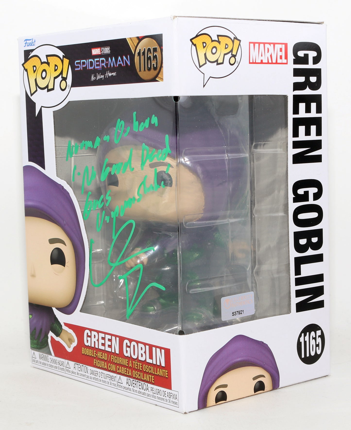 
                  
                    Wilem Dafoe as Green Goblin in Spider-Man: No Way Home (Celebrity Authentics) Signed Funko POP! #1165 with Character Name & Quote
                  
                