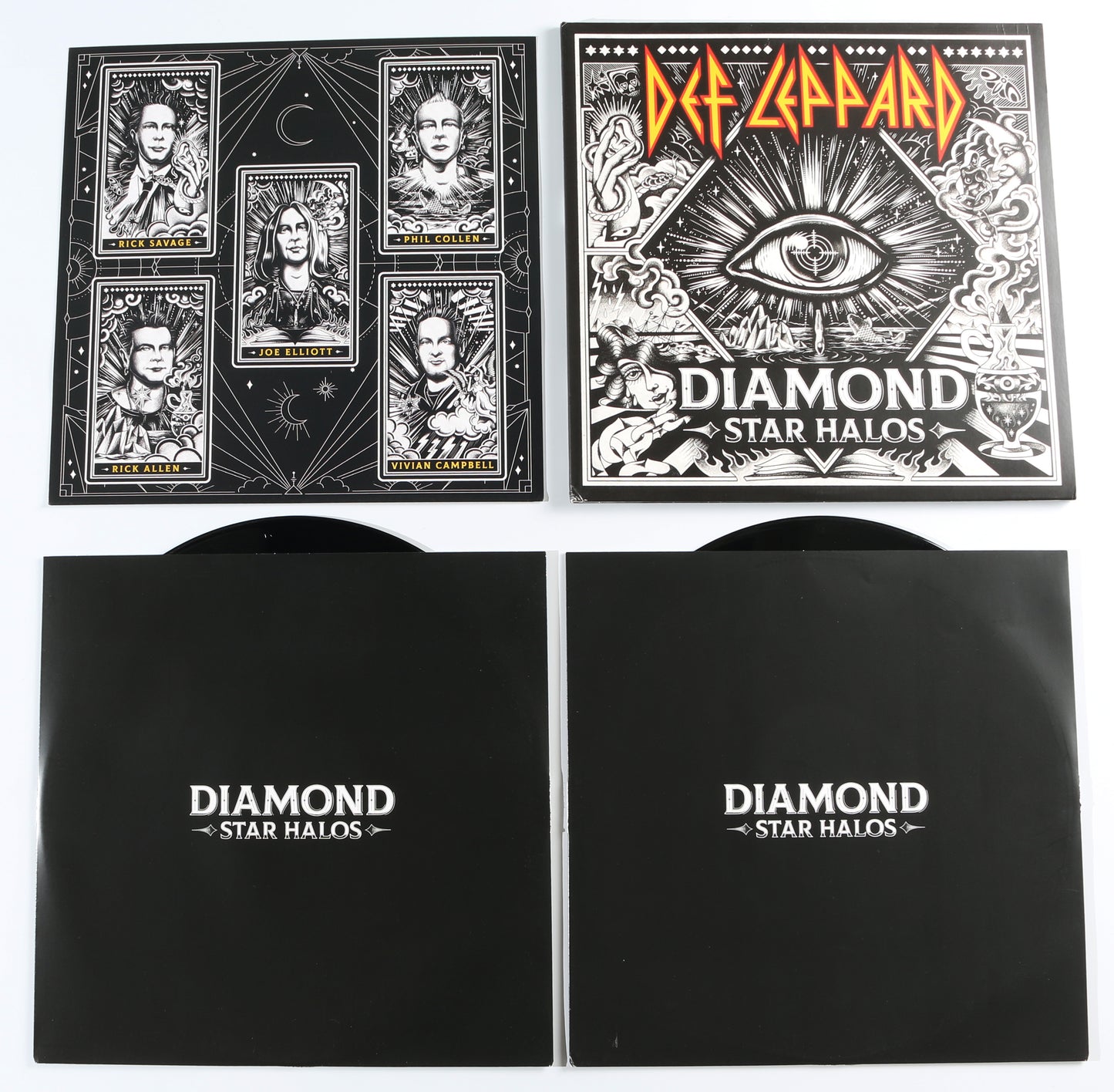 
                  
                    Def Leppard: Diamond Star Halos LP 12" Vinyl Record Signed by Rick Savage, Joe Elliott, Phil Collen, Rick Allen, & Vivian Campbell
                  
                