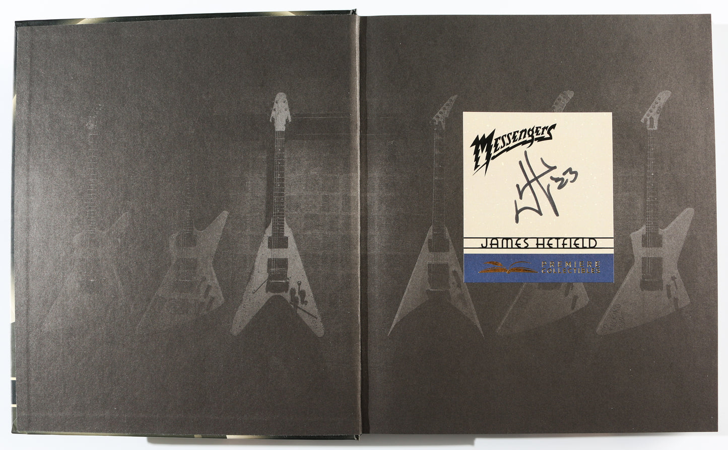 
                  
                    Messengers: The Guitars of James Hetfield Hardcover Book (Premiere Collectibles) Signed by Lead Singer of Metallica James Hetfield
                  
                