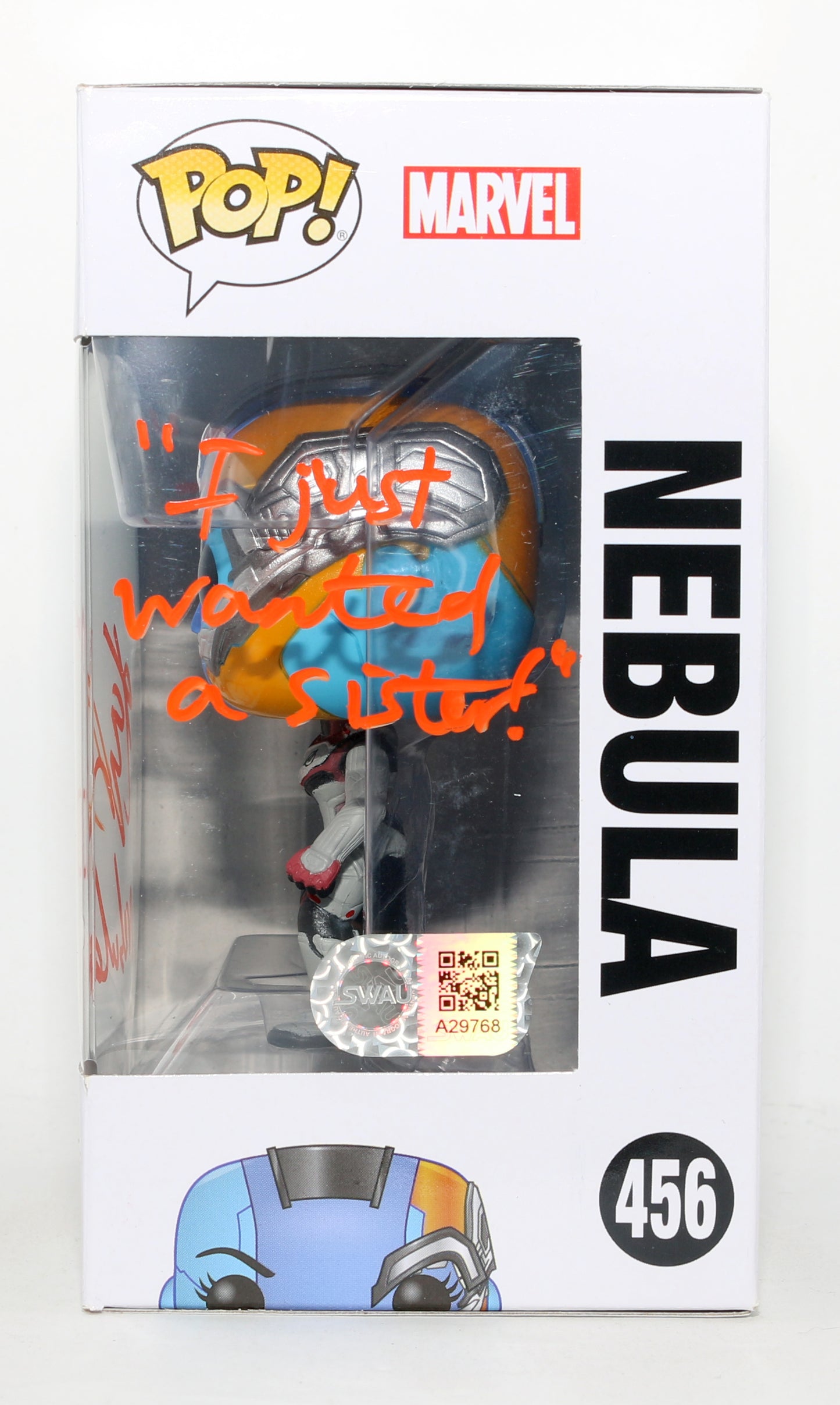 
                  
                    Karen Gillan as Nebula in Avengers: Endgame (SWAU) Signed Funko POP! #456 with Character Name & Quote
                  
                