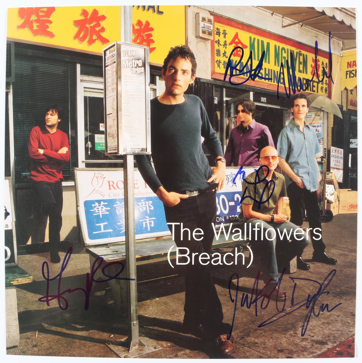 
                  
                    The Wallflowers: (Breach) 12" Promo Flat Band Signed by Jakob Dylan, Mario Calire, Rami Jaffee, Greg Richling, &  Michael Ward
                  
                
