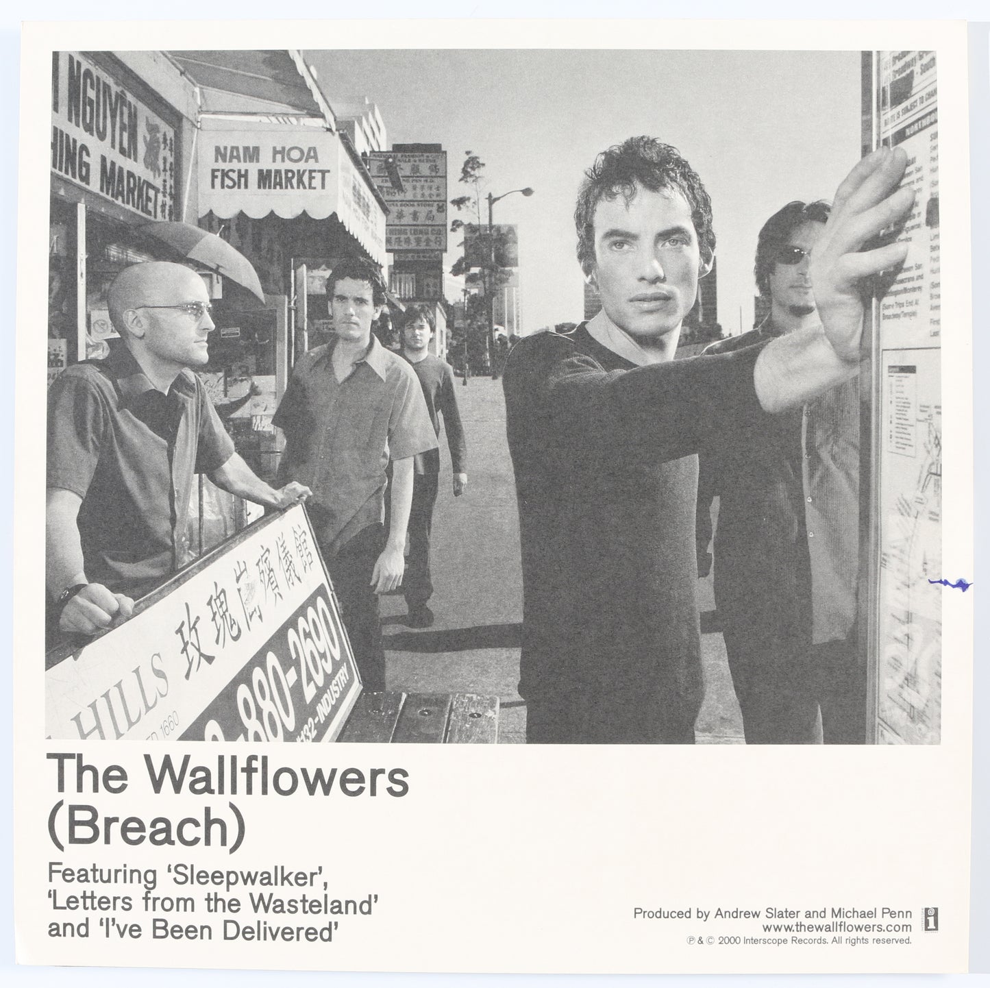 
                  
                    The Wallflowers: (Breach) 12" Promo Flat Band Signed by Jakob Dylan, Mario Calire, Rami Jaffee, Greg Richling, &  Michael Ward
                  
                