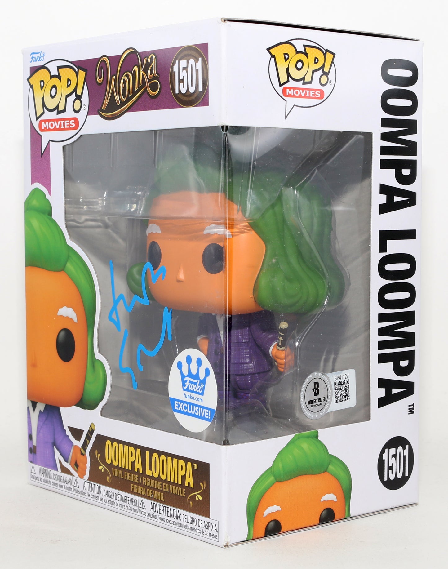 
                  
                    Hugh Grant as Lofty the Oompa-Loompa in Wonka Funko Store Exclusive (Beckett) Signed Funko POP! #1501
                  
                
