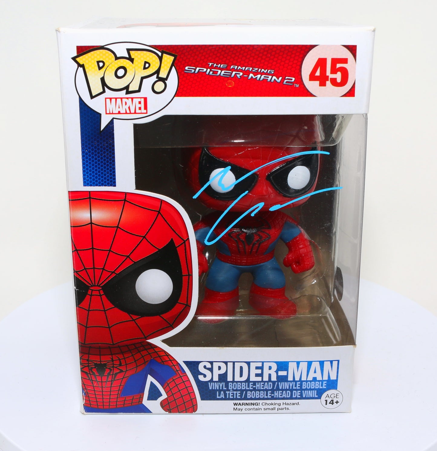 
                  
                    Andrew Garfield as Spider-Man in The Amazing Spider-Man 2 (Beckett Witnessed) Signed Funko POP! #45
                  
                