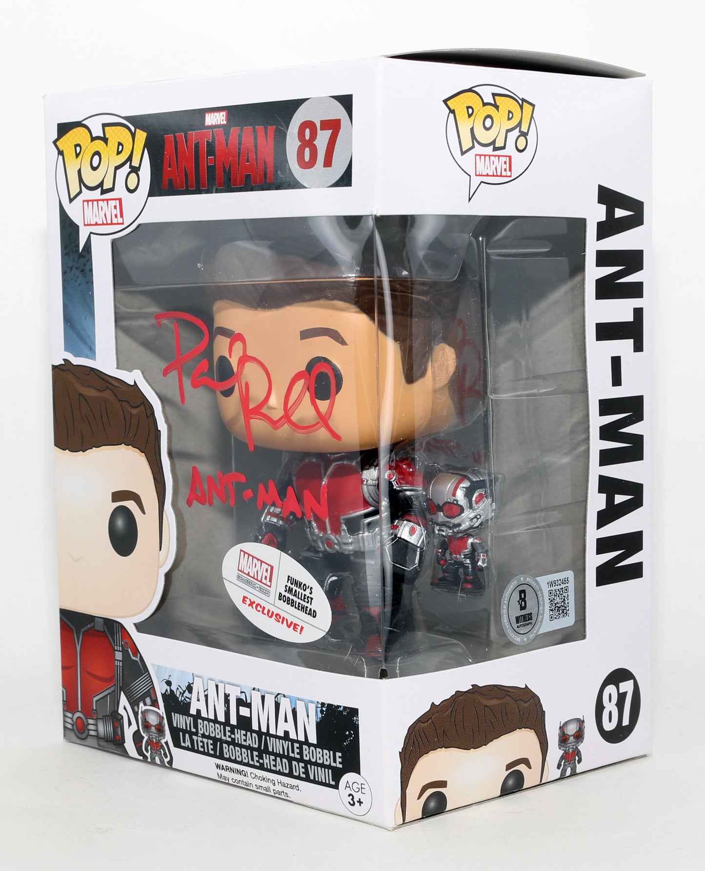 
                  
                    Paul Rudd as Ant-Man in Ant-Man Marvel Exclusive (Beckett Witnessed) Signed Funko POP! #87 with Character Name
                  
                