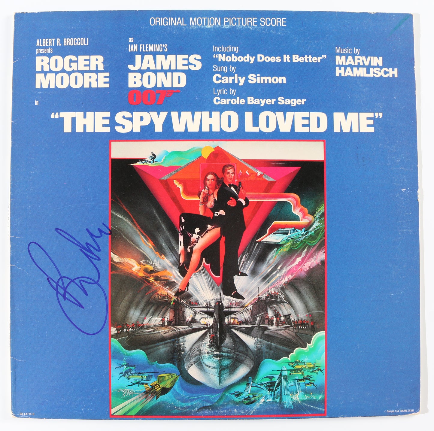 
                  
                    Roger Moore as James Bond 007 in The Spy Who Loved Me: Nobody Does It Better Signed 12" Vinyl Record
                  
                