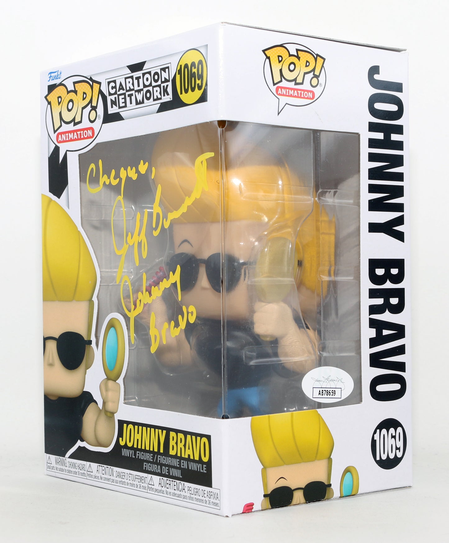 
                  
                    Jeff Bennett as Johnny Bravo in Johnny Bravo (JSA) Signed Funko POP! #1069
                  
                