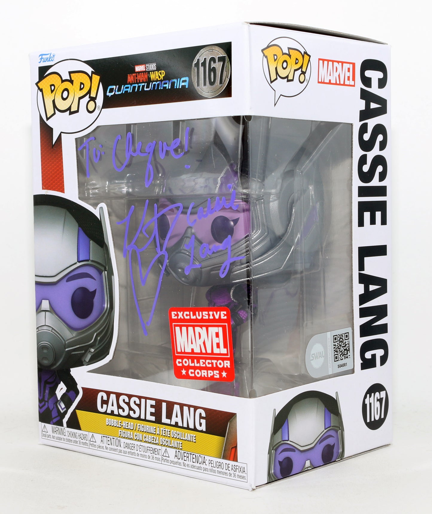 
                  
                    Kathryn Newton as Cassie Lang in Ant-Man & The Wasp: Quantumania Marvel Collector Corps Exclusive (SWAU) Signed Funko POP! #1167 with Character Name
                  
                