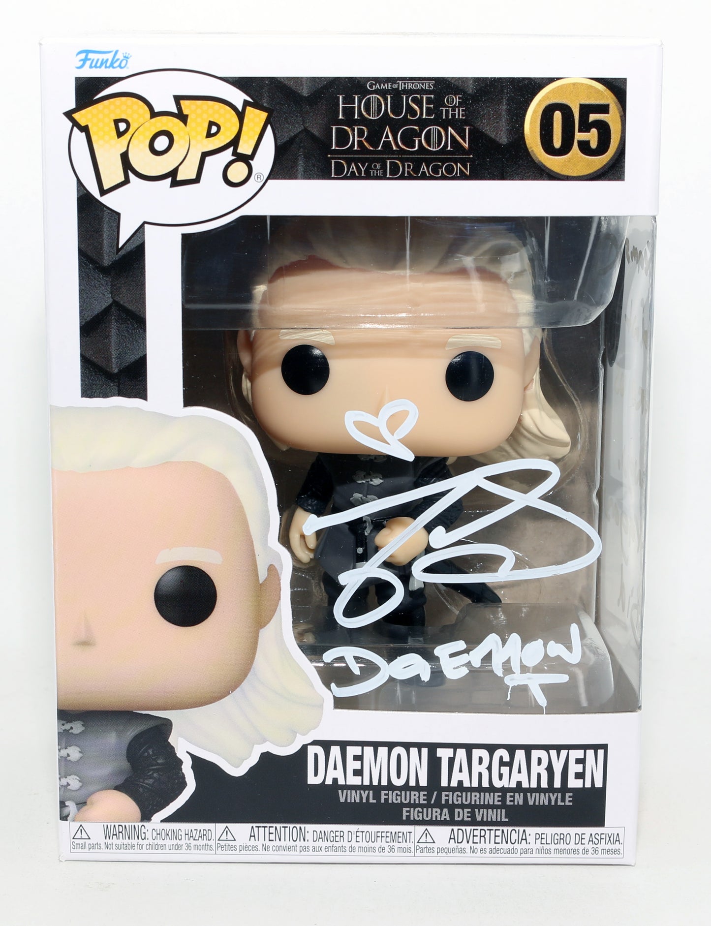 
                  
                    Matt Smith as Daemon Targaryen in HBO's House of the Dragon (SWAU) Signed Funko POP! #05 with Character Name & Quote
                  
                