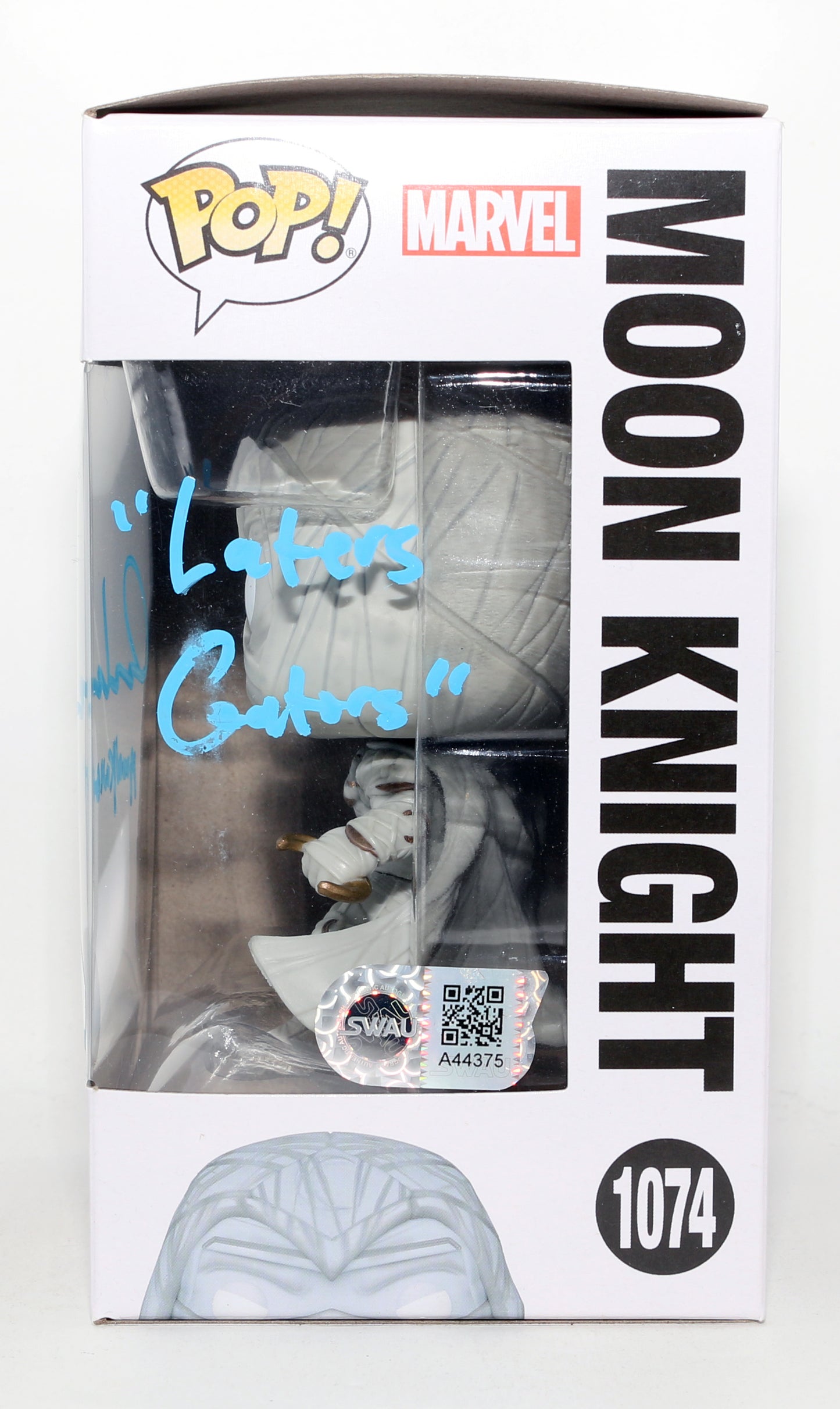 
                  
                    Oscar Isaac as Moon Knight in Moon Knight Funko Exclusive (SWAU) Signed Funko POP! #1074 with Character Name & Quote
                  
                