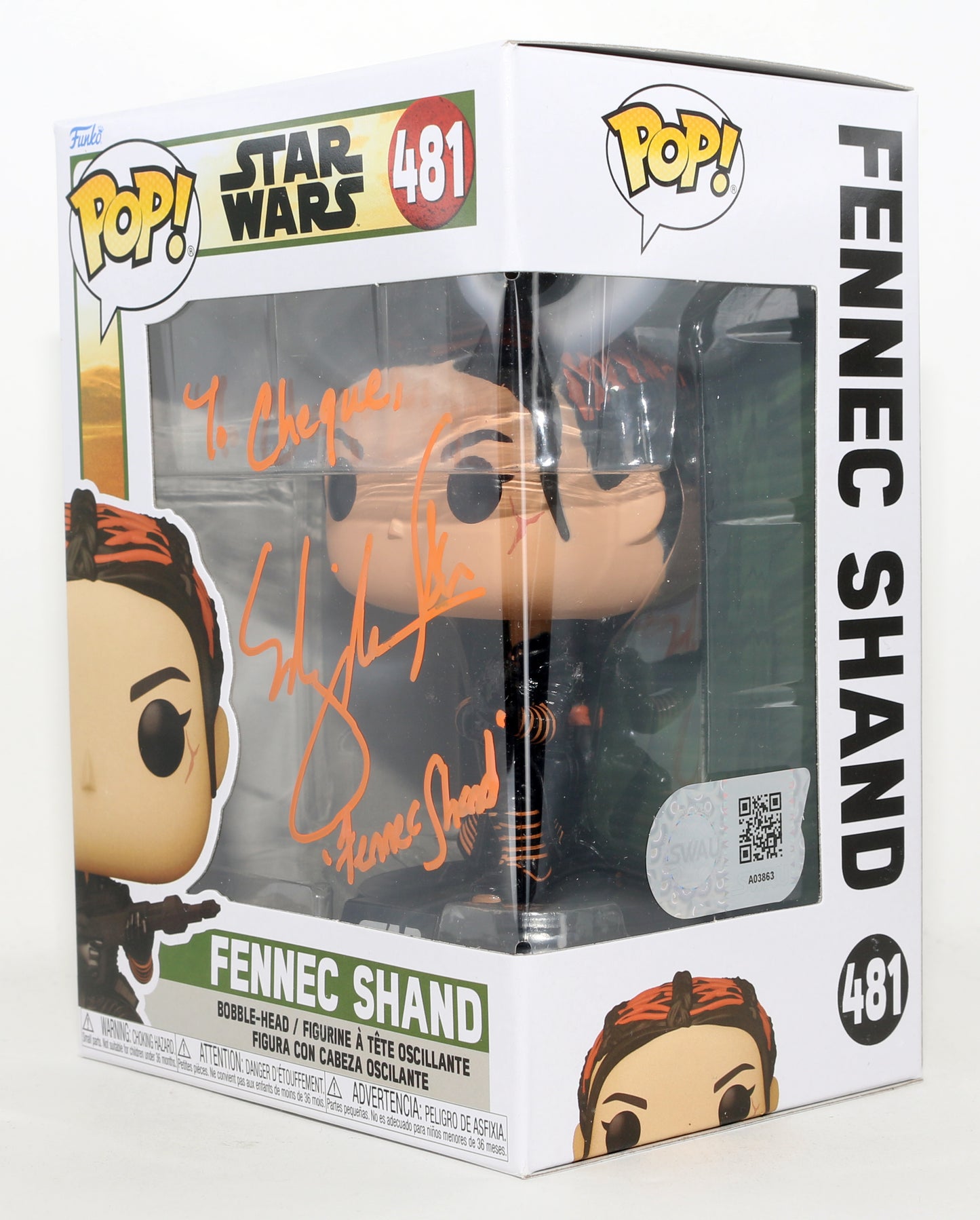 
                  
                    Ming-Na Wen as Fennec Shand in Star Wars: The Mandalorian (SWAU) Signed Funko POP! #481 with Character Name
                  
                